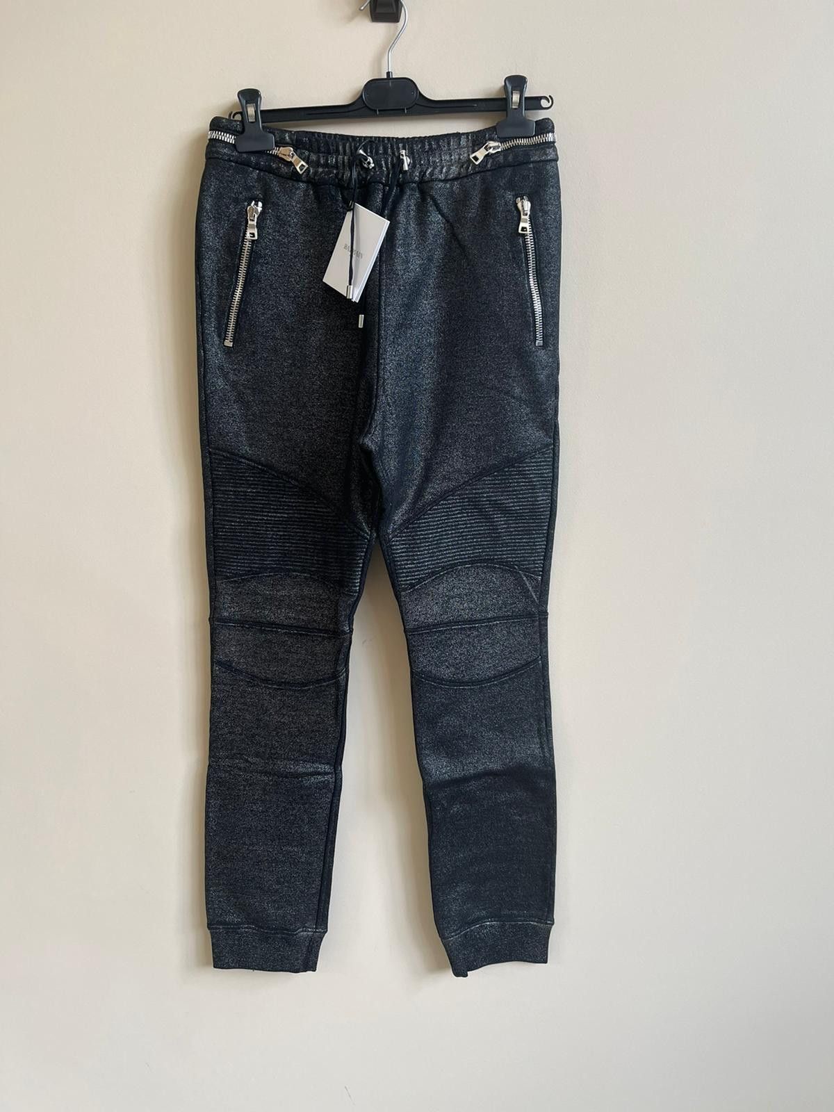 Balmain Metallic Dark Grey Biker Sweats in Dark Grey Size US 32 / EU 48 - 1 Thumbnail