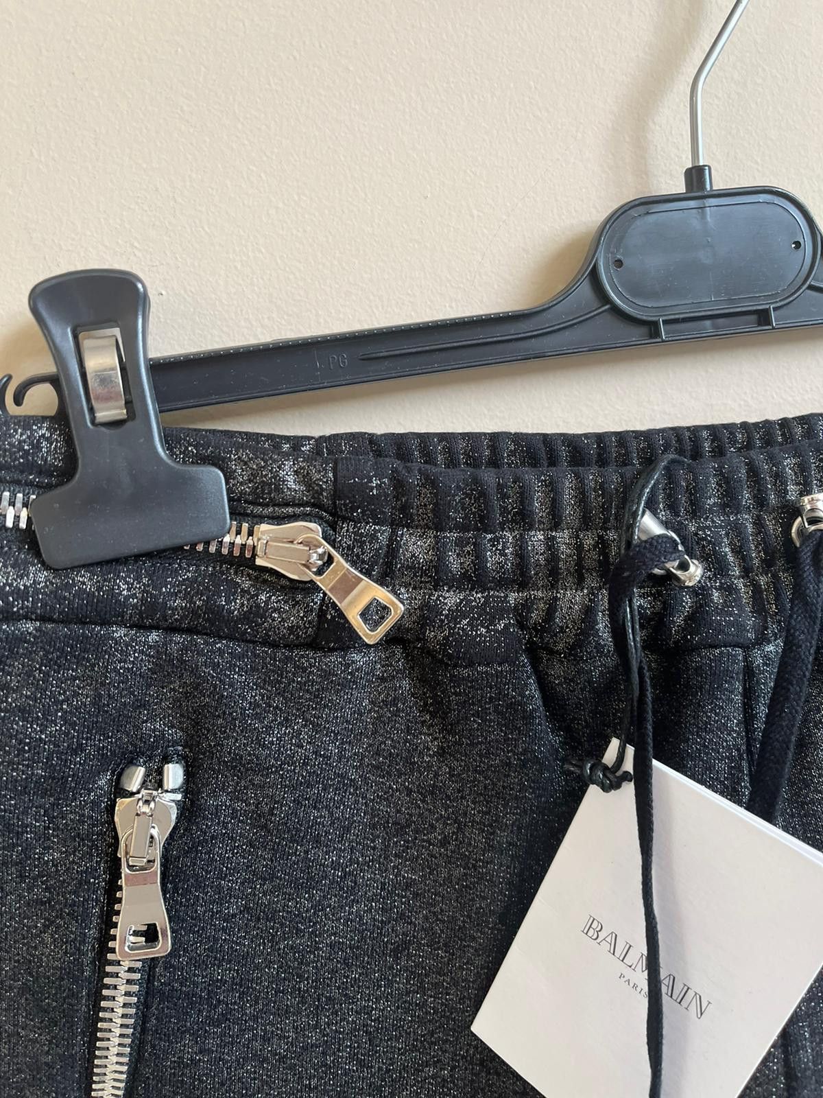 Balmain Metallic Dark Grey Biker Sweats in Dark Grey Size US 32 / EU 48 - 9 Thumbnail
