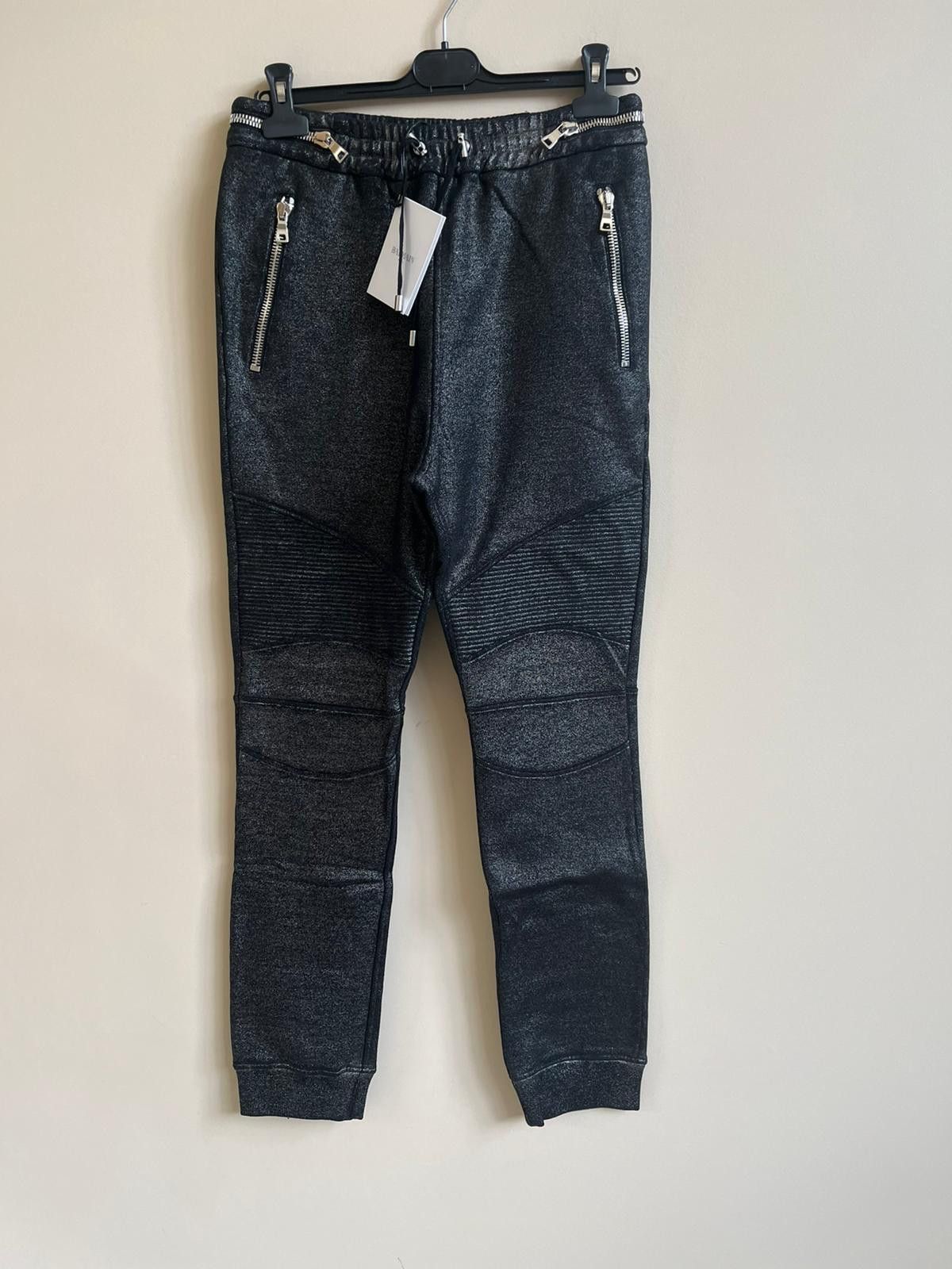 Balmain Metallic Dark Grey Biker Sweats in Dark Grey Size US 32 / EU 48 - 3 Thumbnail