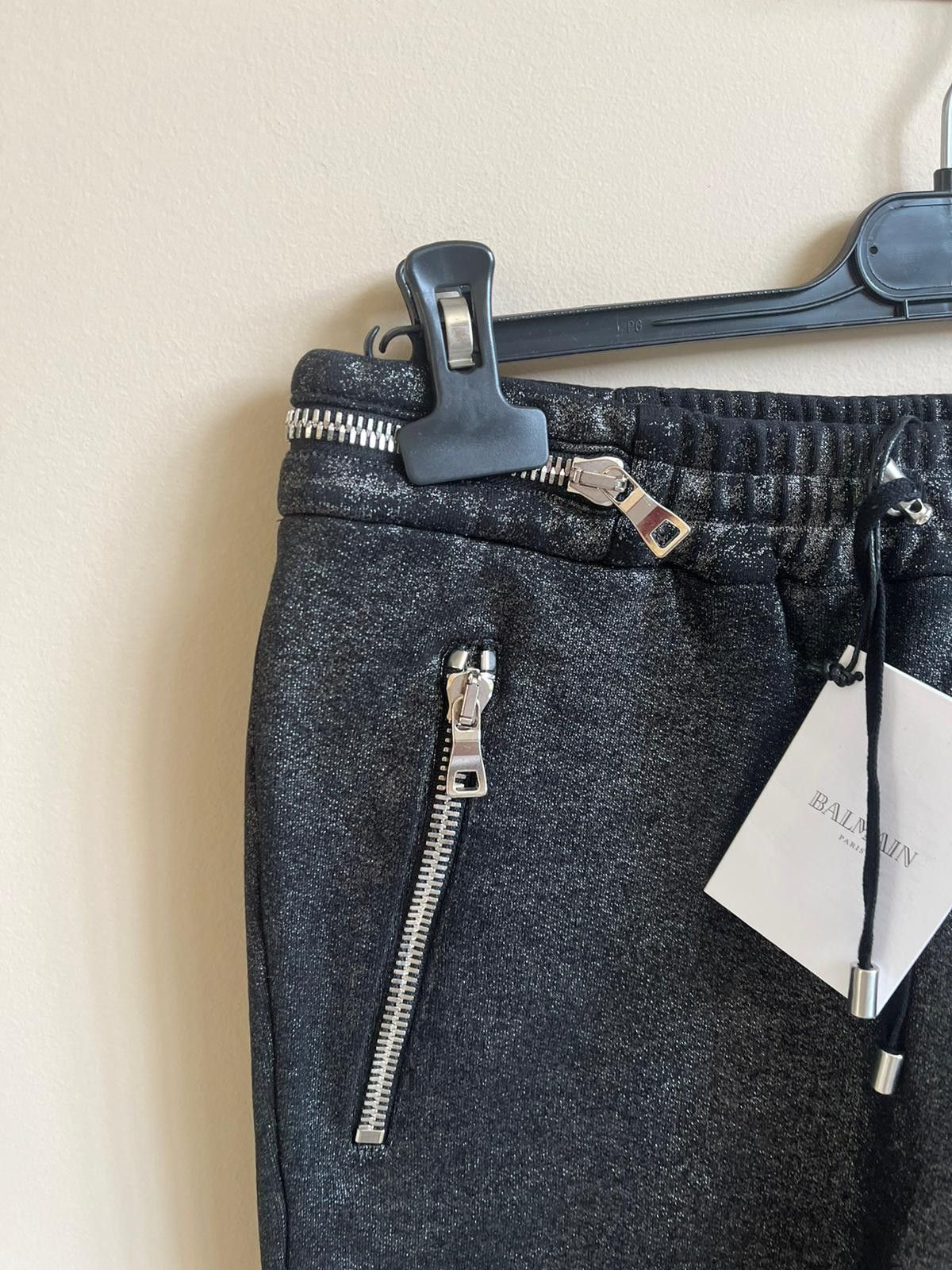 Balmain Metallic Dark Grey Biker Sweats in Dark Grey Size US 32 / EU 48 - 6 Thumbnail