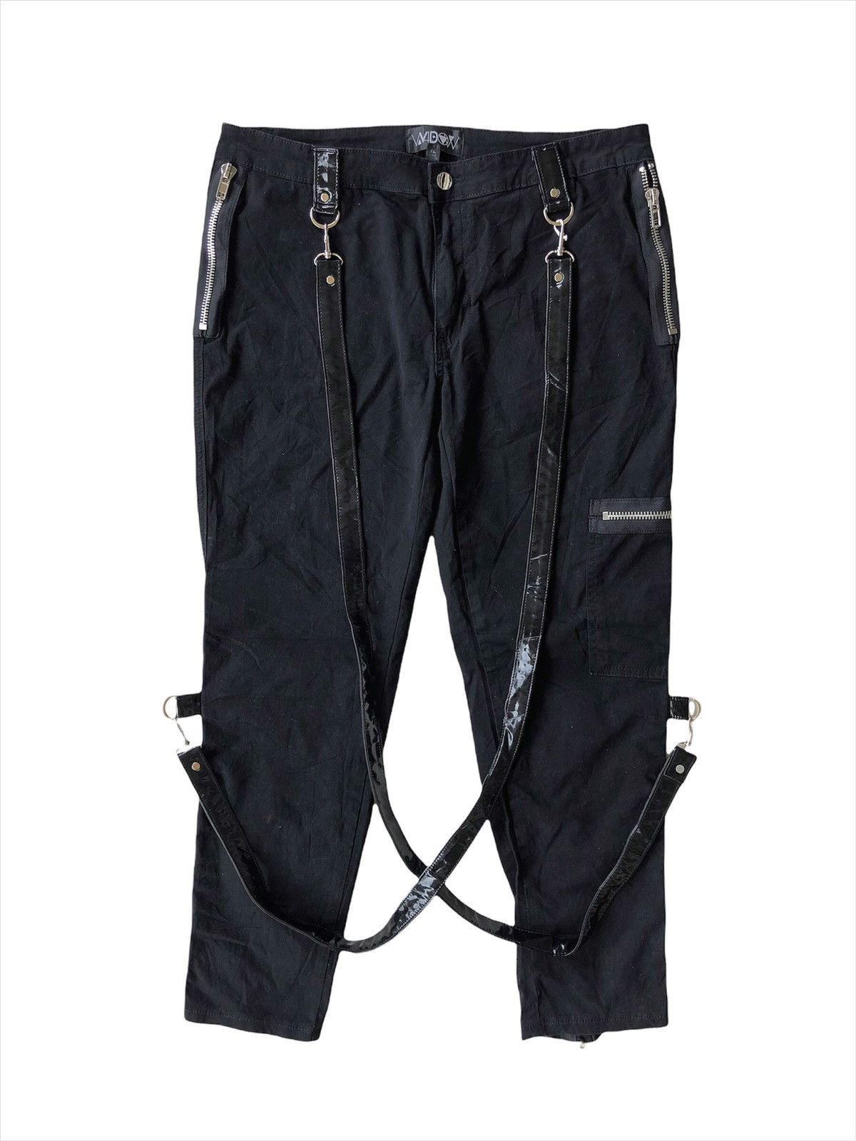 image of Beauty Beast x Seditionaries Widow Bondage Parachute Zipper Pants With Suspender in Black (Size 34)