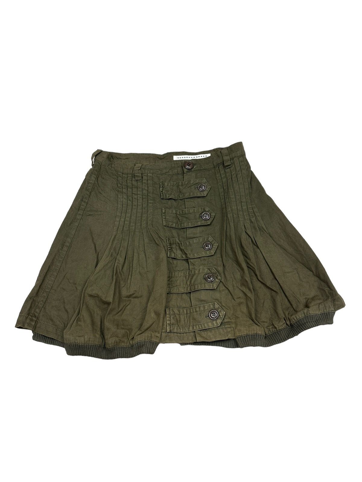 image of Issey Miyake x Sunao Kuwahara Vintage Sunao Kuwahara Pleated Sunfaded Skirt in Green Army, Women's 