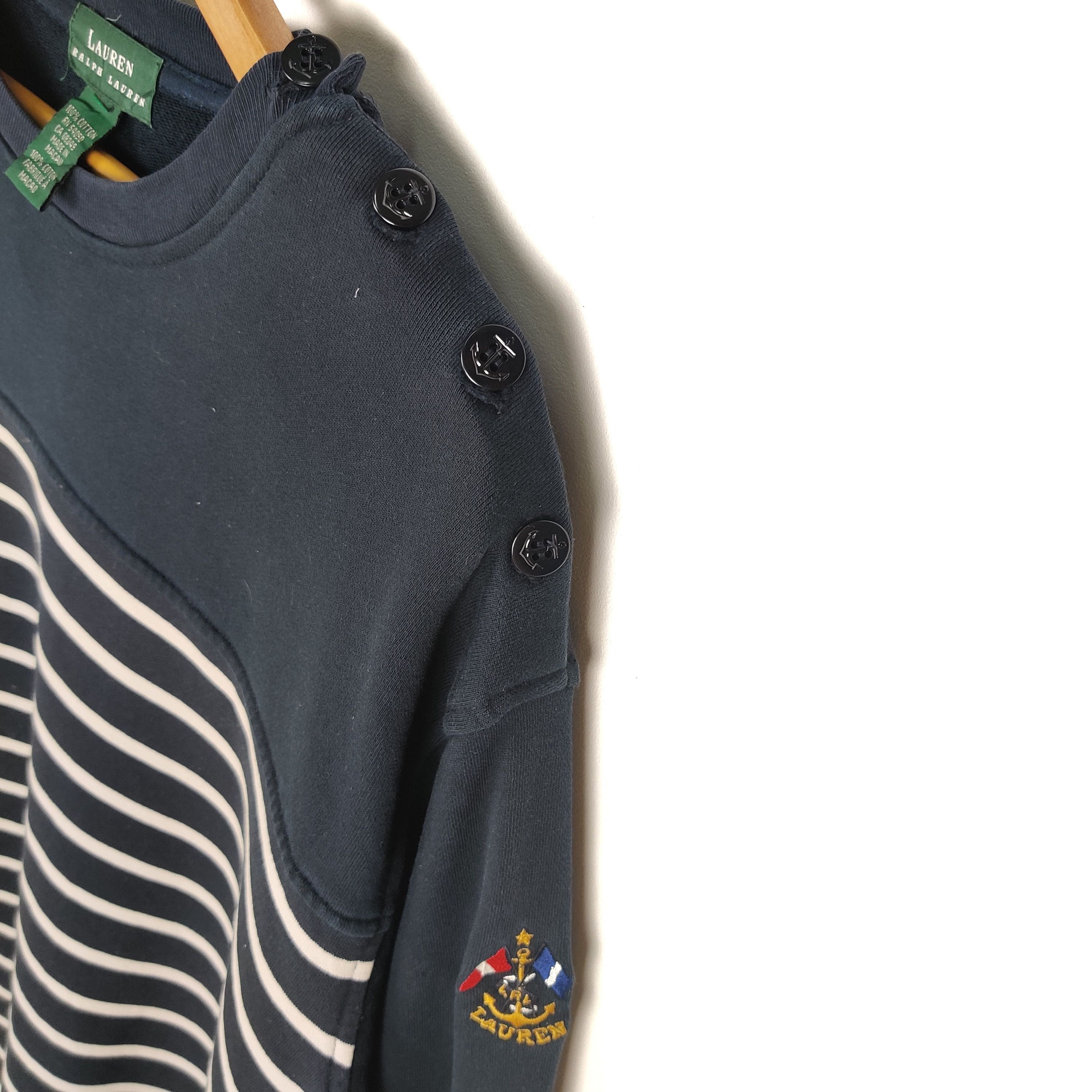 Ralph Lauren Vintage Ralph Lauren Stripes Sweatshirt Size US L / EU 52-54 / 3 - 3 Thumbnail