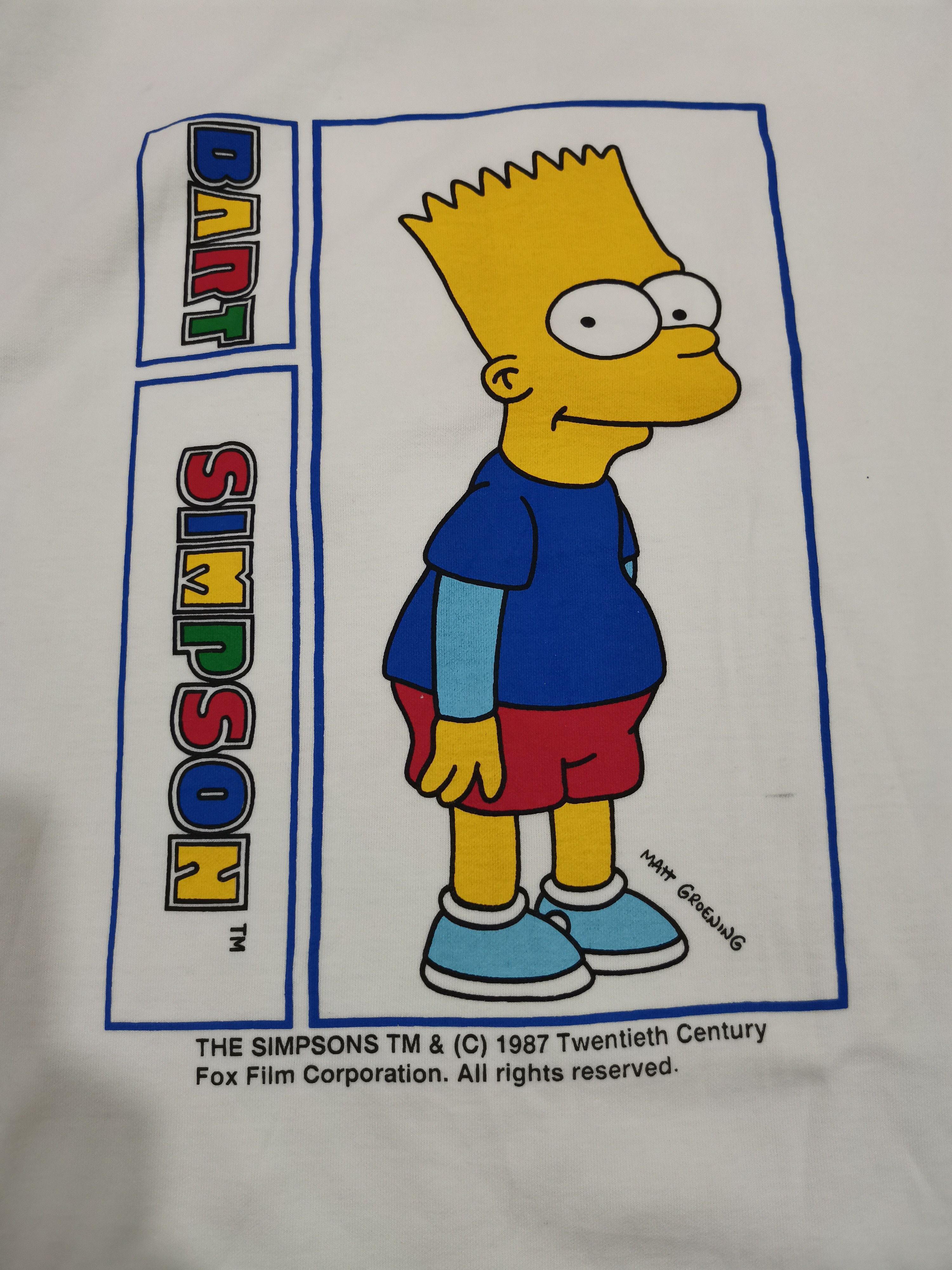 image of Cartoon Network x The Simpsons Vintage Bart Simpson Cartoons Movie Sweatshirt in White (Size Medium