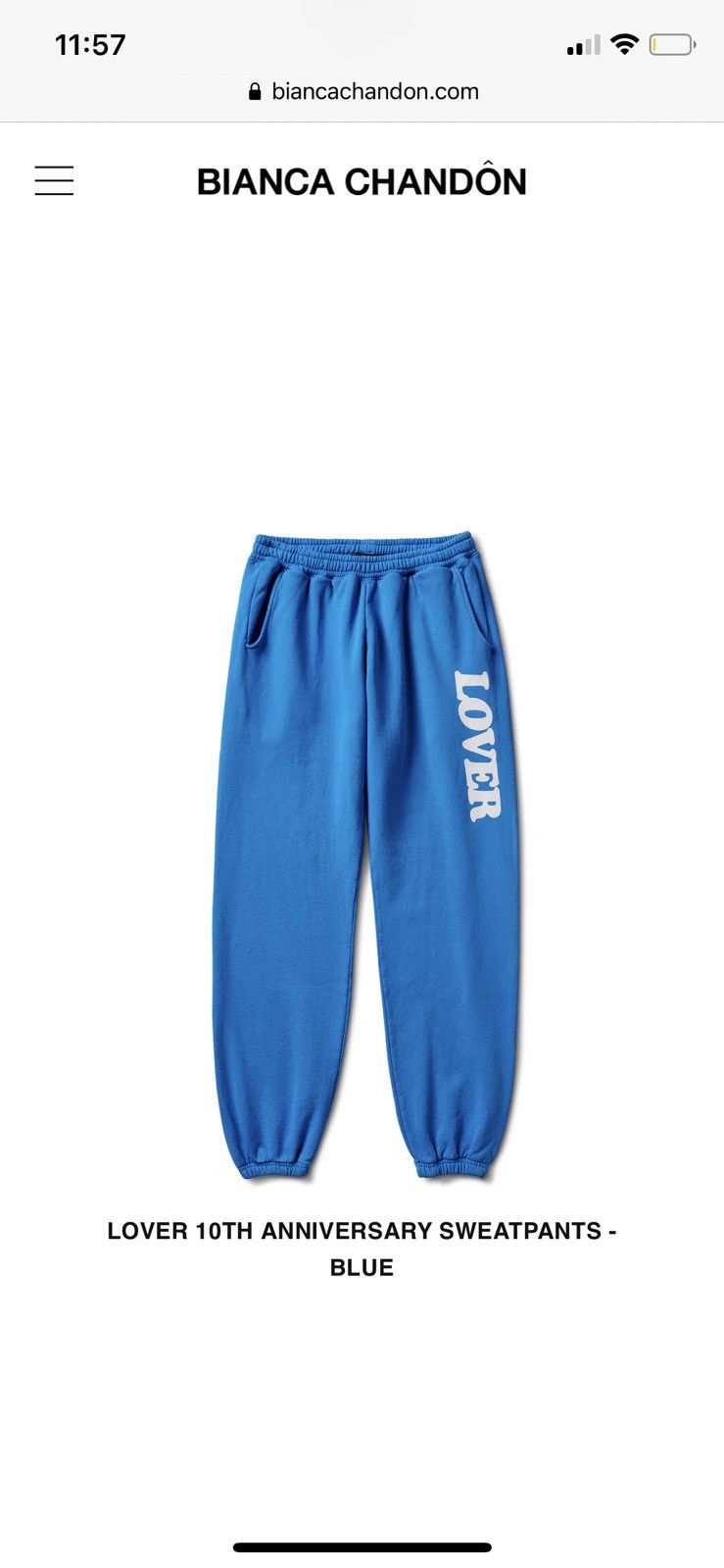 Bianca Chandon LOVER 10TH ANNIVERSARY SWEATPANTS BLUE small