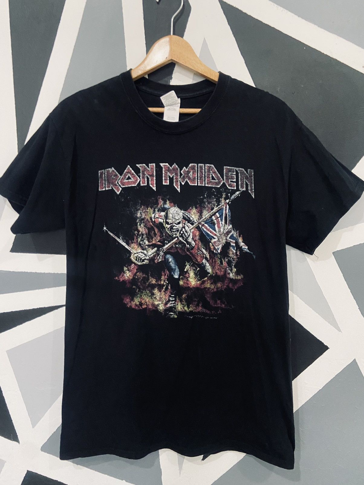 00'S Gildan IRON MAIDEN Print Band T-Shirt, Men's L Size cotton black type Vintage Second Hand