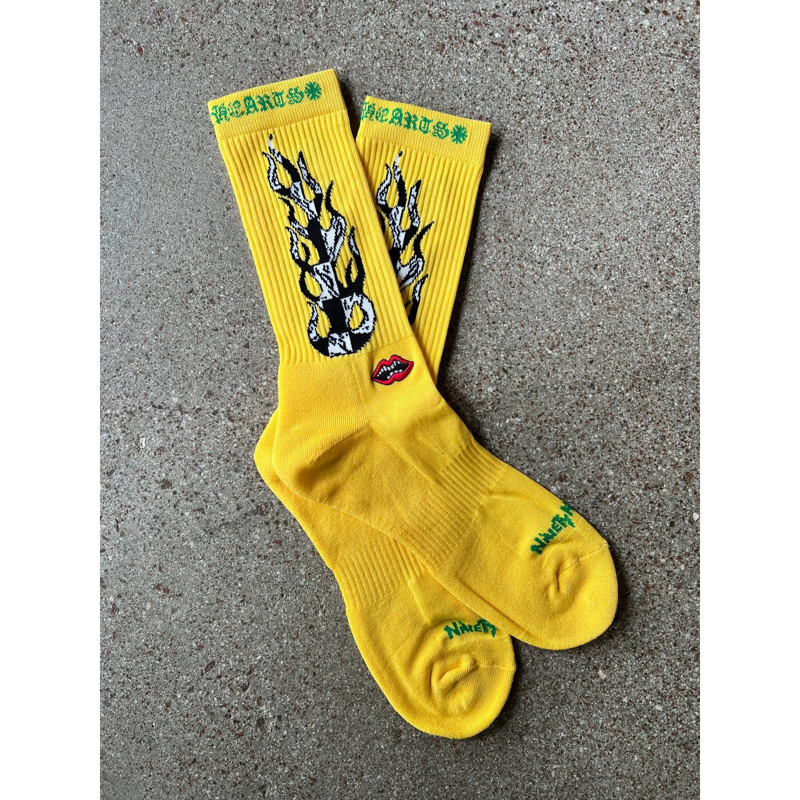 image of Chrome Hearts Matty Boy Flame Socks in Yellow, Men's