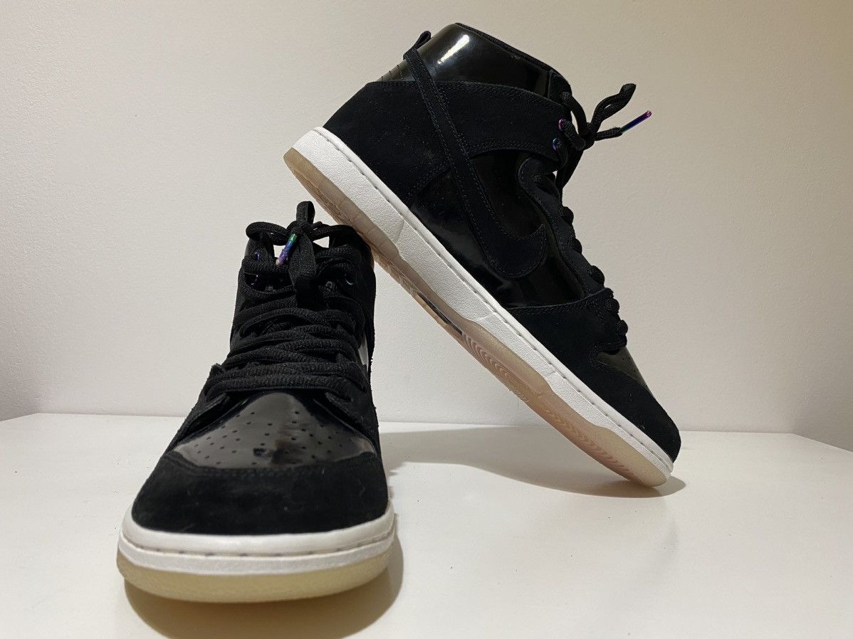 Nike Nike Sb Zoom Dunk High Pro Iridescent Black/Black-White Size US 12 / EU 45 - 7 Thumbnail