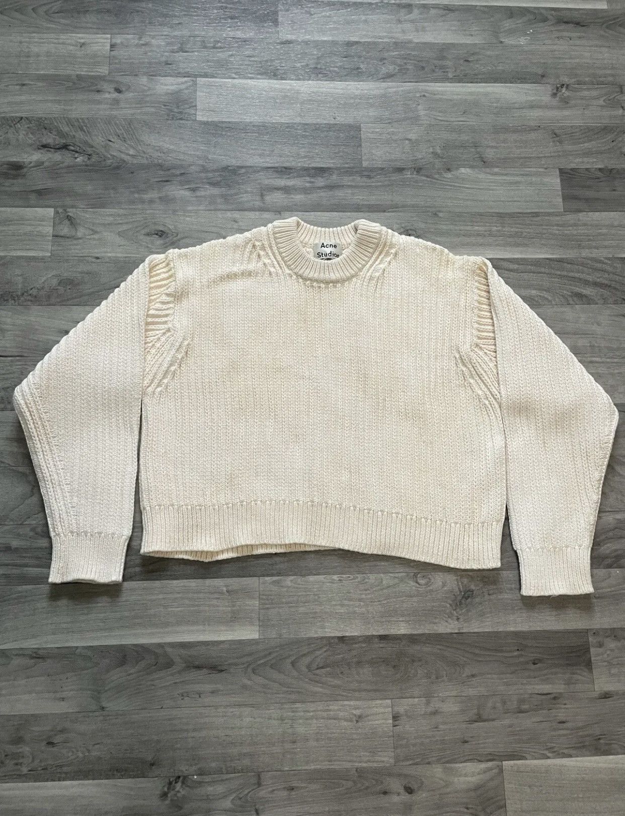 image of Grail Acne Studios Ribbed Sweater in Cream, Men's (Size Small)