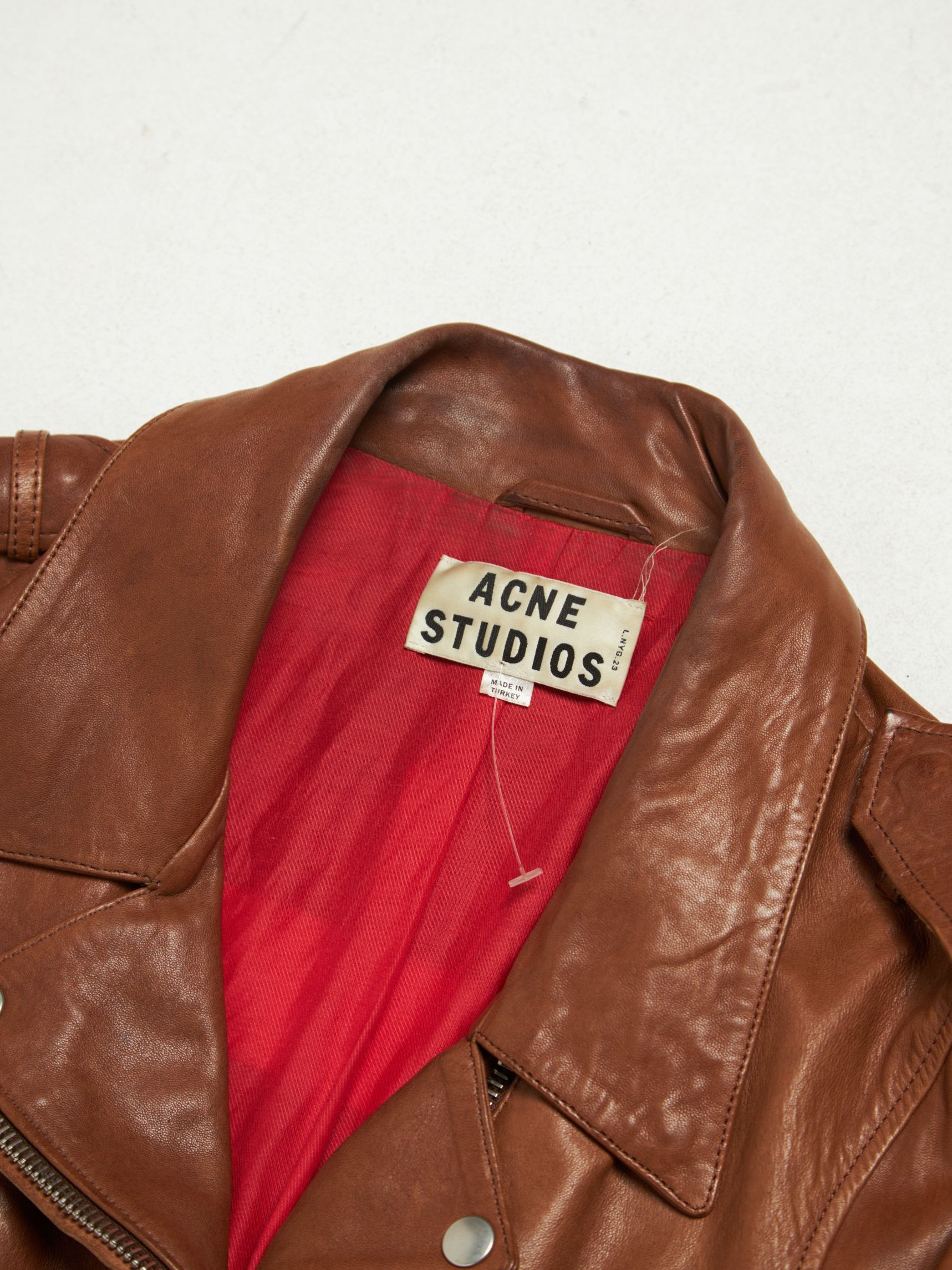 Acne Studios Brown Red Lining Leather Jacket Size US L / EU 52-54 / 3 - 2 Thumbnail