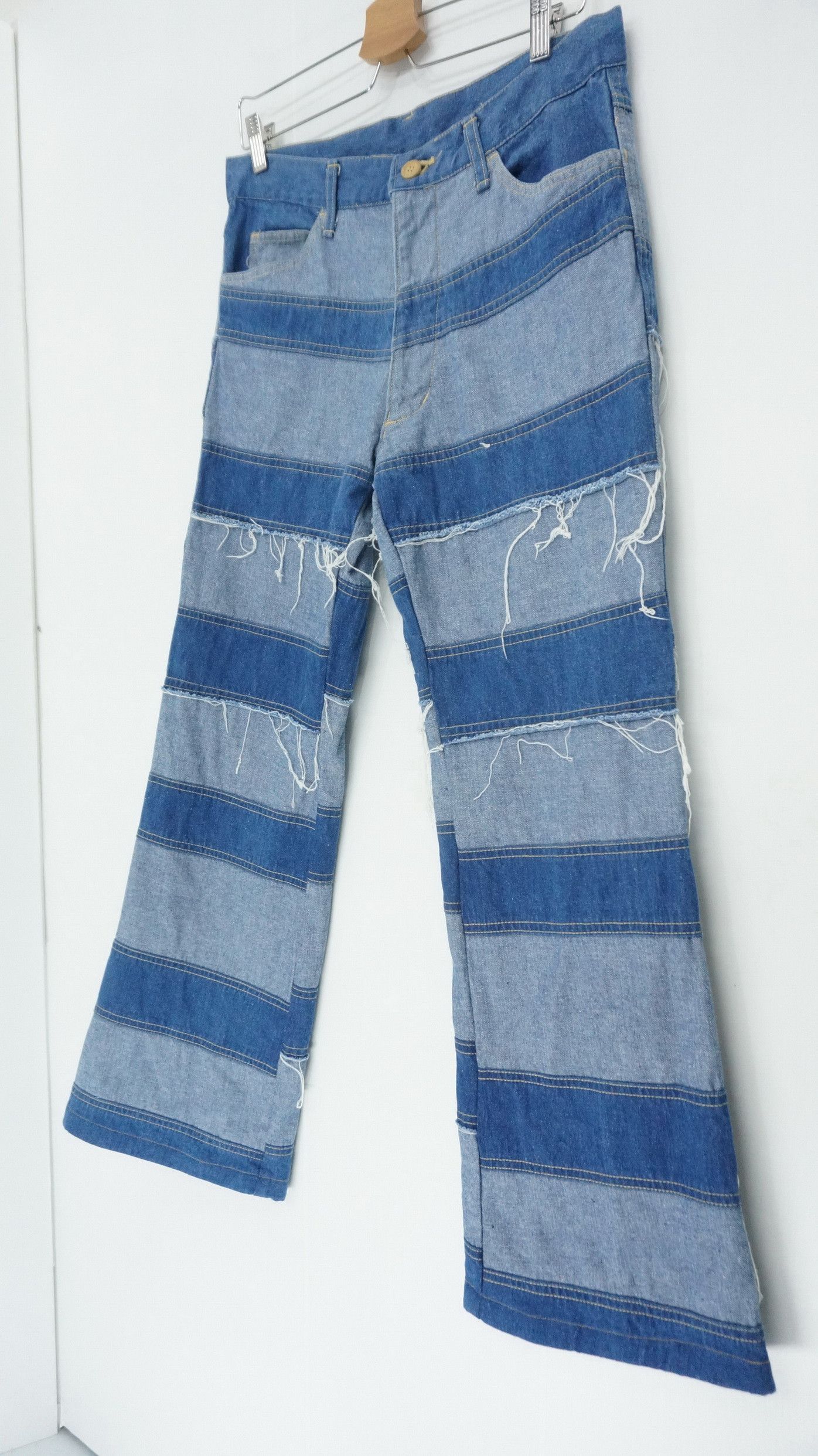Japanese Brand 🔥Dope Flare🔥 Japan Custom Patchwork Jeans Hagi Style Size US 31 - 2 Thumbnail