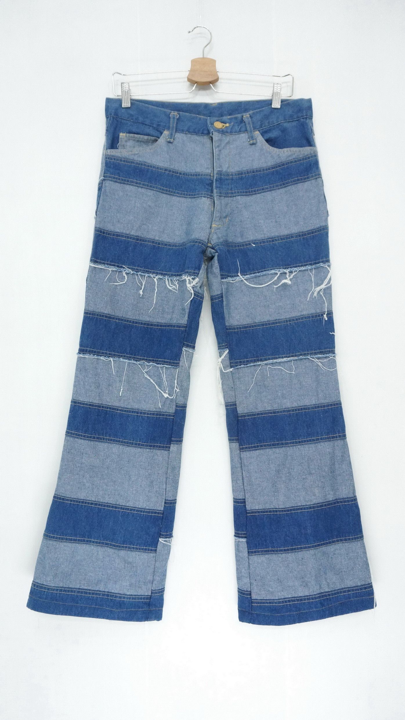 Japanese Brand 🔥Dope Flare🔥 Japan Custom Patchwork Jeans Hagi Style Size US 31 - 1 Thumbnail