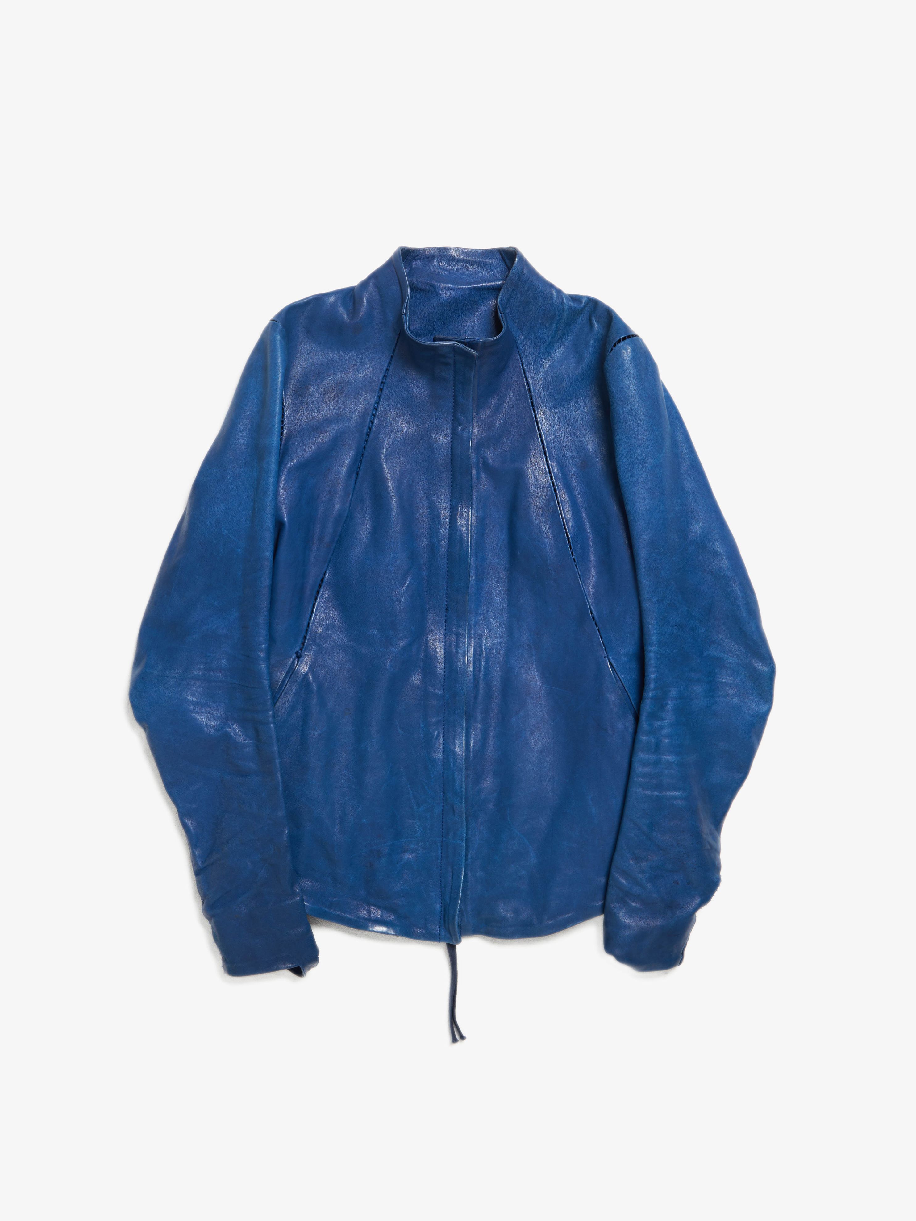Pre-owned Boris Bidjan Saberi Blue Scarstitch Leather Jacket