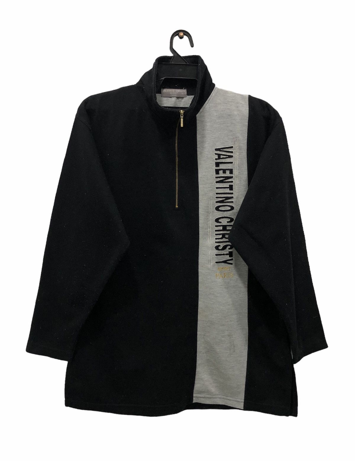 image of Designer Valentino Christy Sport Parts Sweatshirt Zip1/4 in Black, Men's (Size Large)