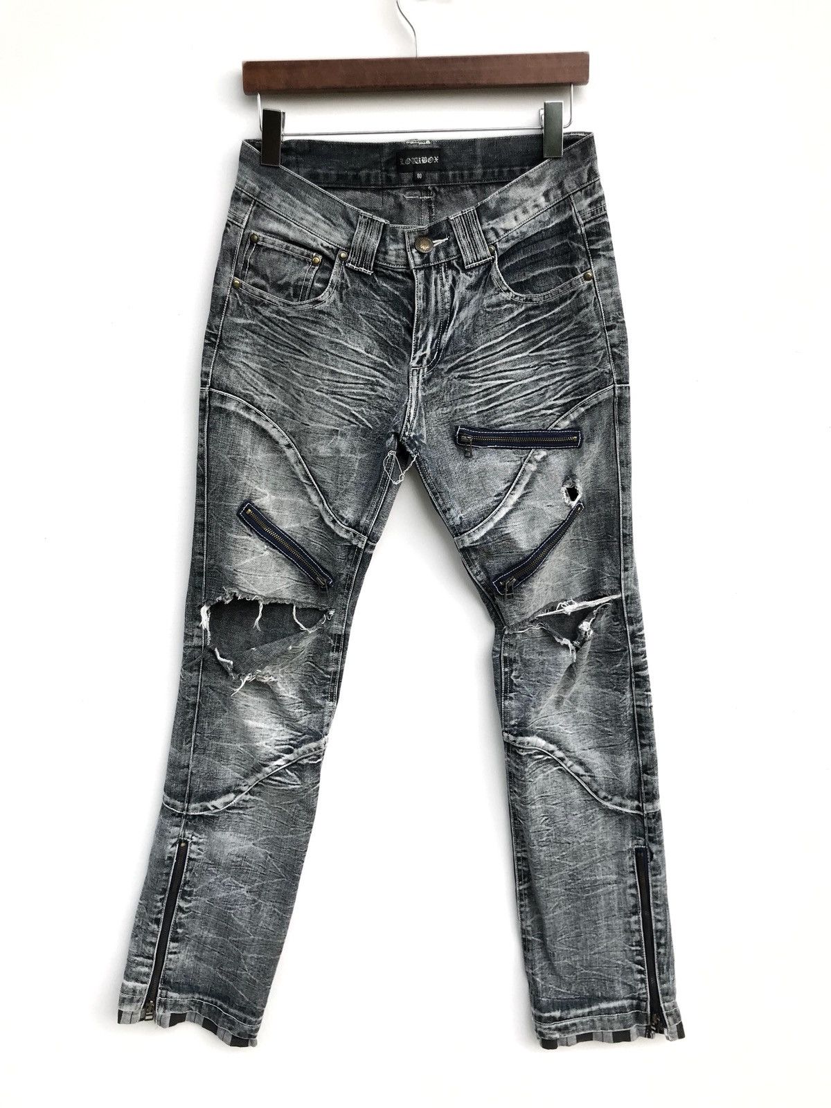 Japanese Brand Japanese Brand Lowbox Distressed Ripped Bleached Acid Wash Size US 30 / EU 46 - 2 Thumbnail