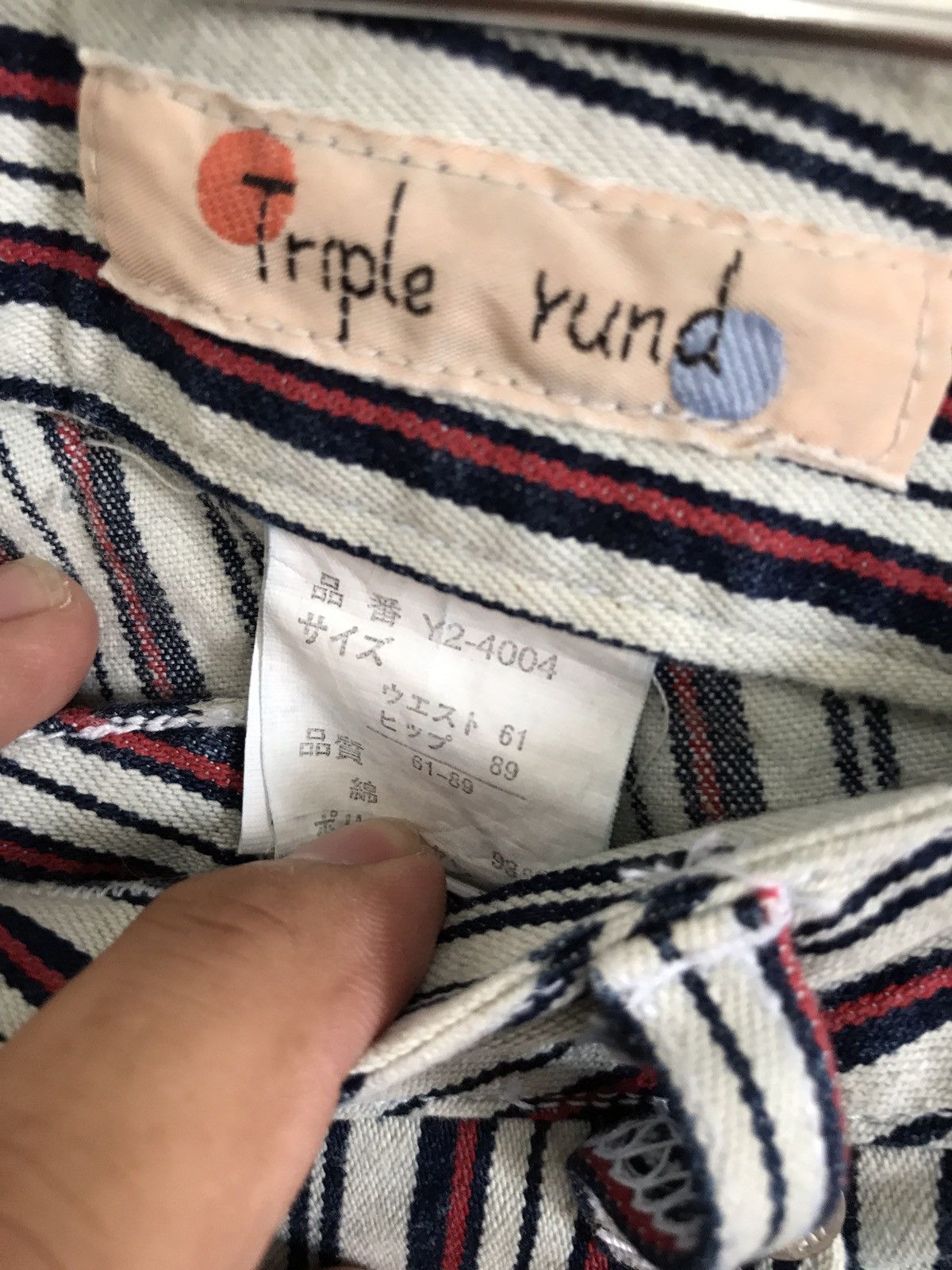 Designer × Japanese Brand Japanese Designer Jeans Triple Yund Stripes Pants Size US 29 - 8 Thumbnail