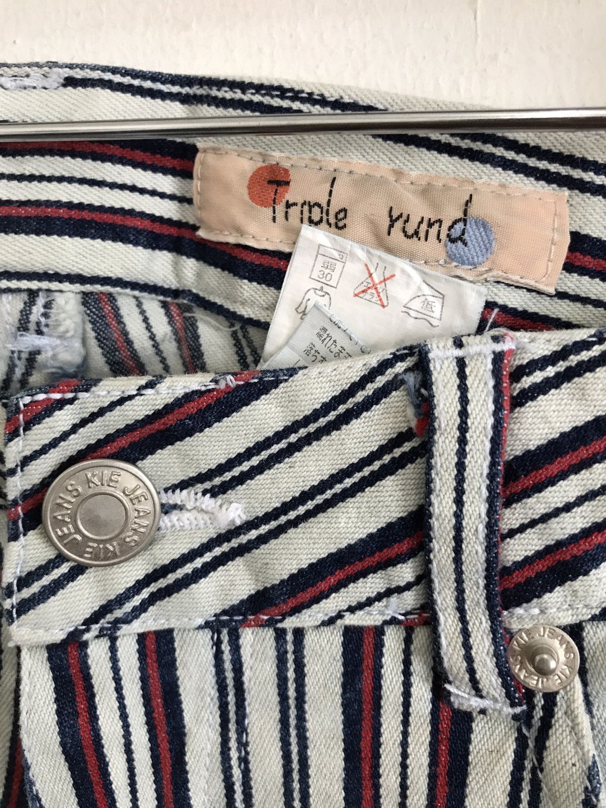 Designer × Japanese Brand Japanese Designer Jeans Triple Yund Stripes Pants Size US 29 - 6 Thumbnail