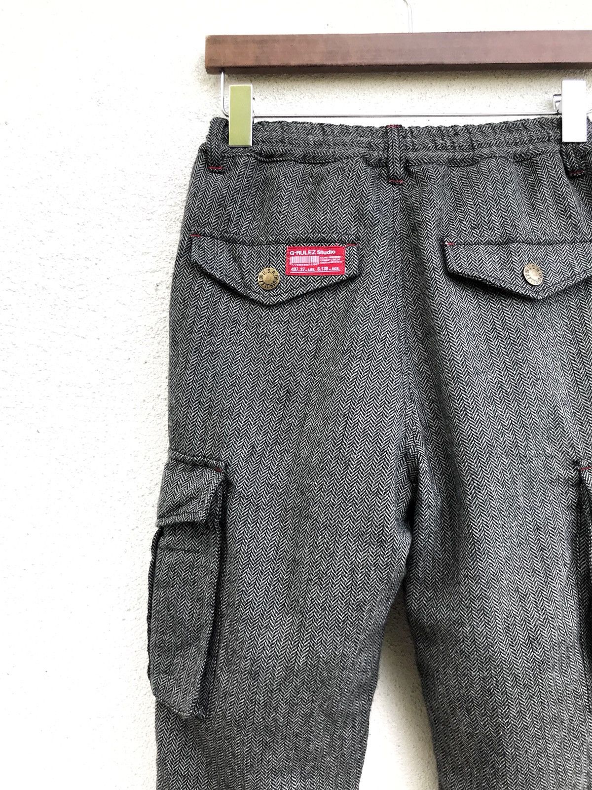 Japanese Brand Japanese Brand G-RULEZ Studio Herringbone Wool Cargo Pants Size US 28 / EU 44 - 8 Thumbnail