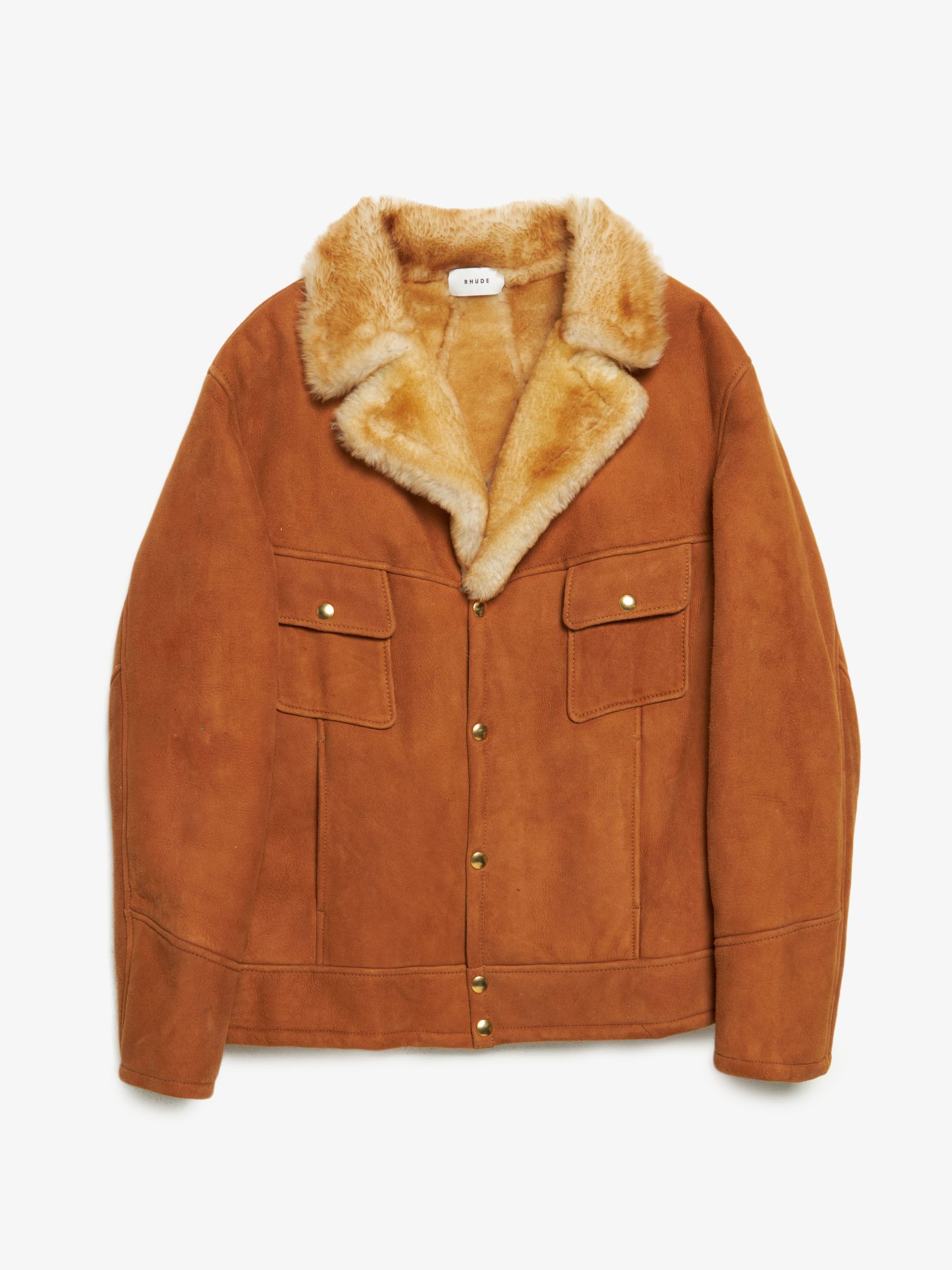 Rhude Brown Sheepskin Leather Coat Size US L / EU 52-54 / 3 - 1 Thumbnail