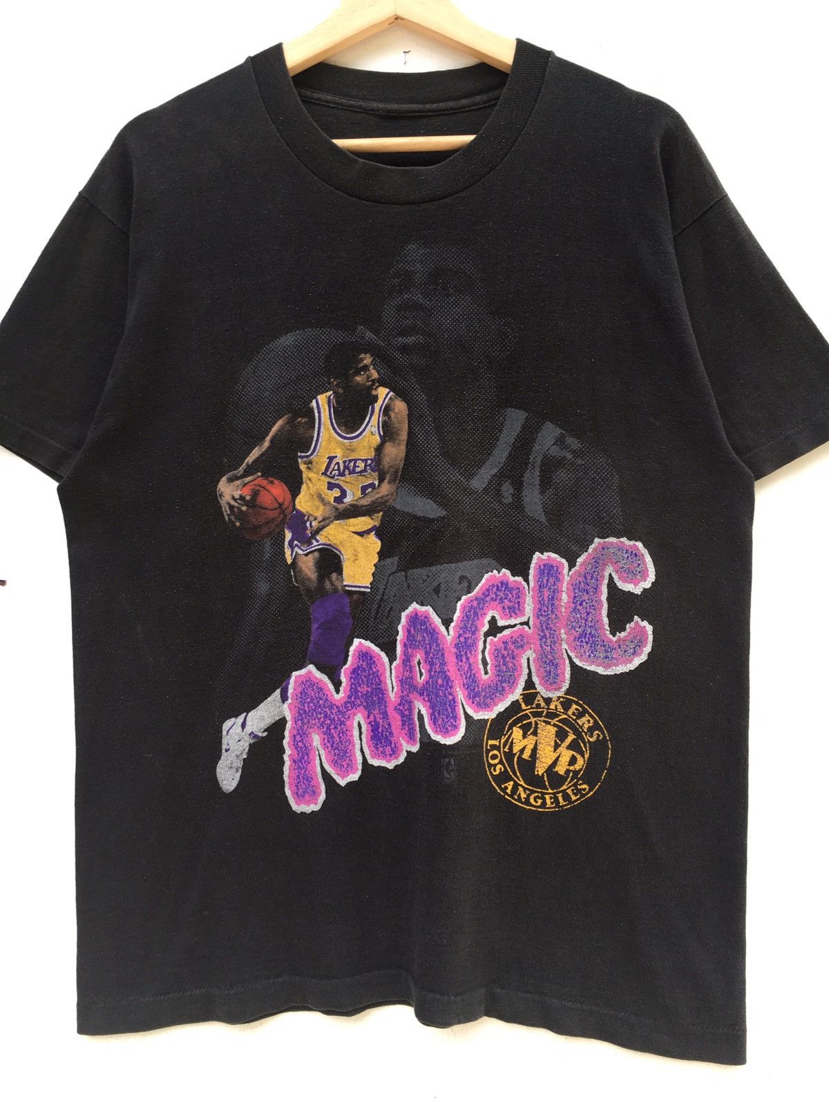 NBA Vintage 90s Los Angeles LAKERS Magic Johnson T-Shirt Size US M / EU 48-50 / 2 - 4 Thumbnail