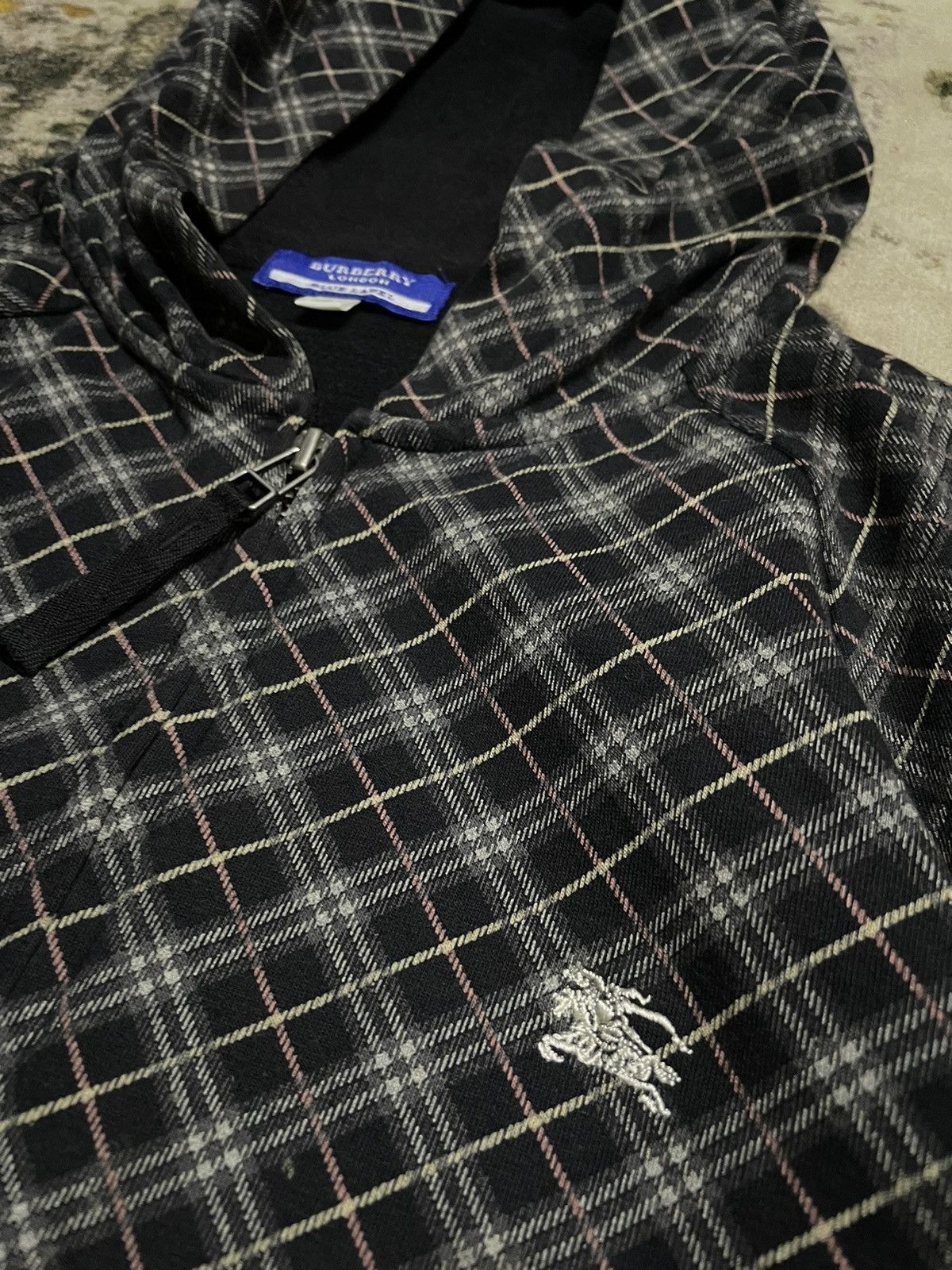 Burberry × Designer × Vintage 💥BURBERRYS Checkered Side Logo Zipper Hoodie Size M / US 6-8 / IT 42-44 - 3 Thumbnail
