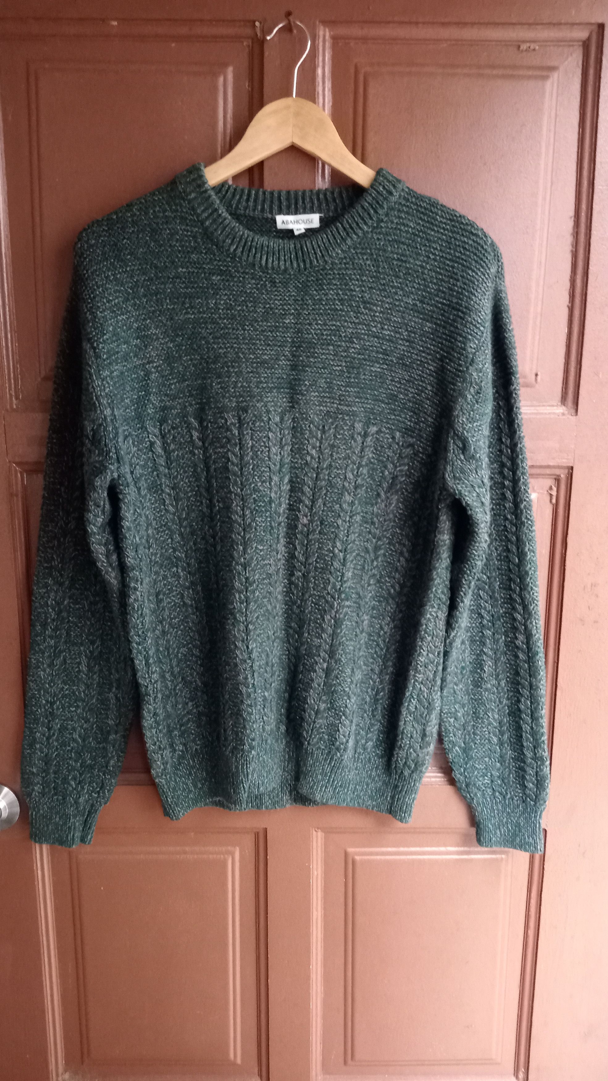 image of Abahouse Knit Sweater Shirt in Green/Gray, Men's (Size Medium)