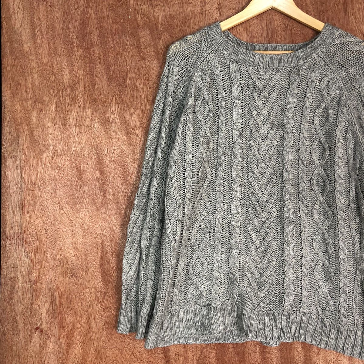 Homespun Knitwear DL Back Number faded Grey cable Knitwear #1617 Size US L / EU 52-54 / 3 - 7 Thumbnail
