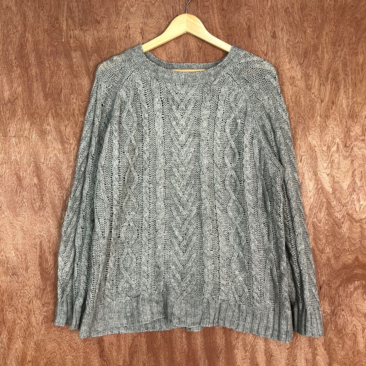 Homespun Knitwear DL Back Number faded Grey cable Knitwear #1617 Size US L / EU 52-54 / 3 - 1 Thumbnail