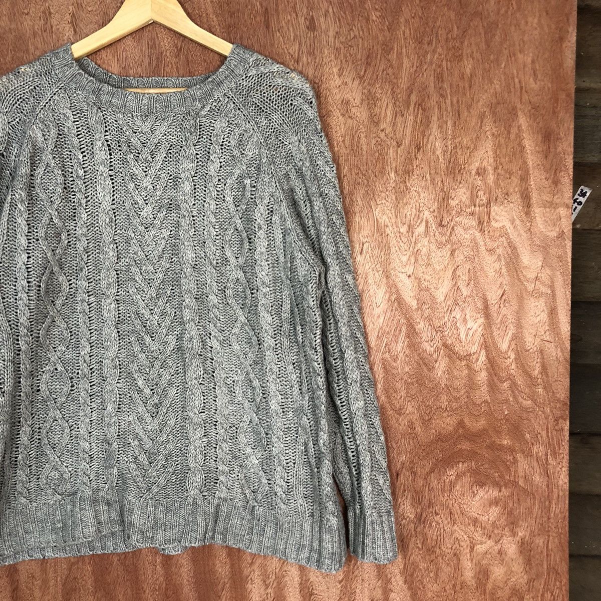Homespun Knitwear DL Back Number faded Grey cable Knitwear #1617 Size US L / EU 52-54 / 3 - 5 Thumbnail