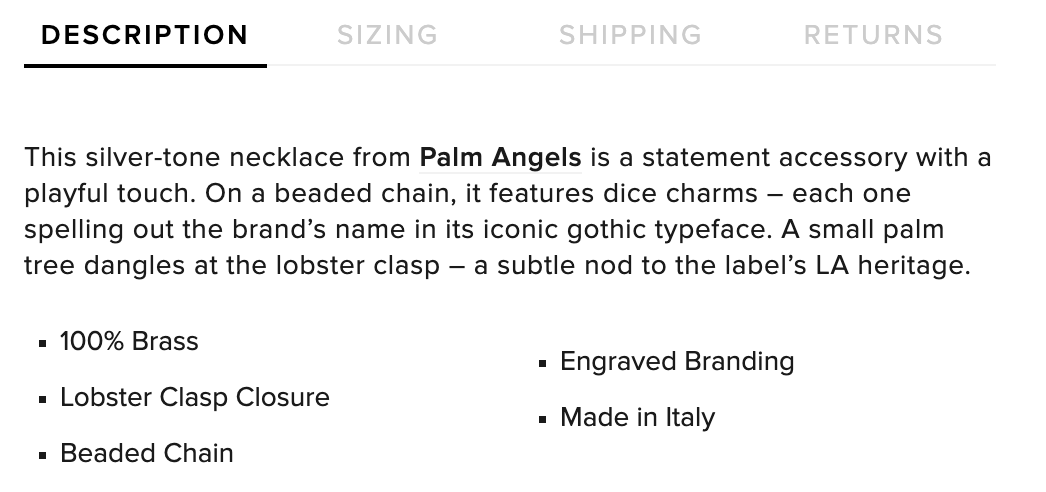 Palm Angels Palm Angels Dice Logo Necklace Size ONE SIZE - 8 Thumbnail