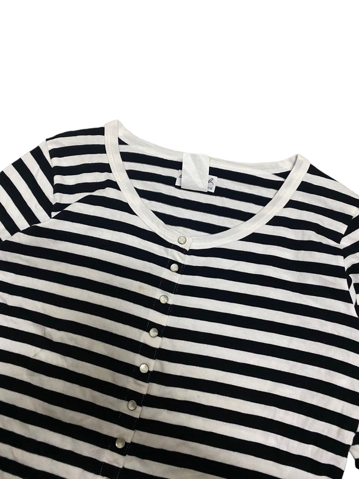 Japanese Brand × Vintage × agnes b. Vintage Agnes.B Longsleeve Shirt Button up Stripe Design Size M / US 6-8 / IT 42-44 - 2 Thumbnail