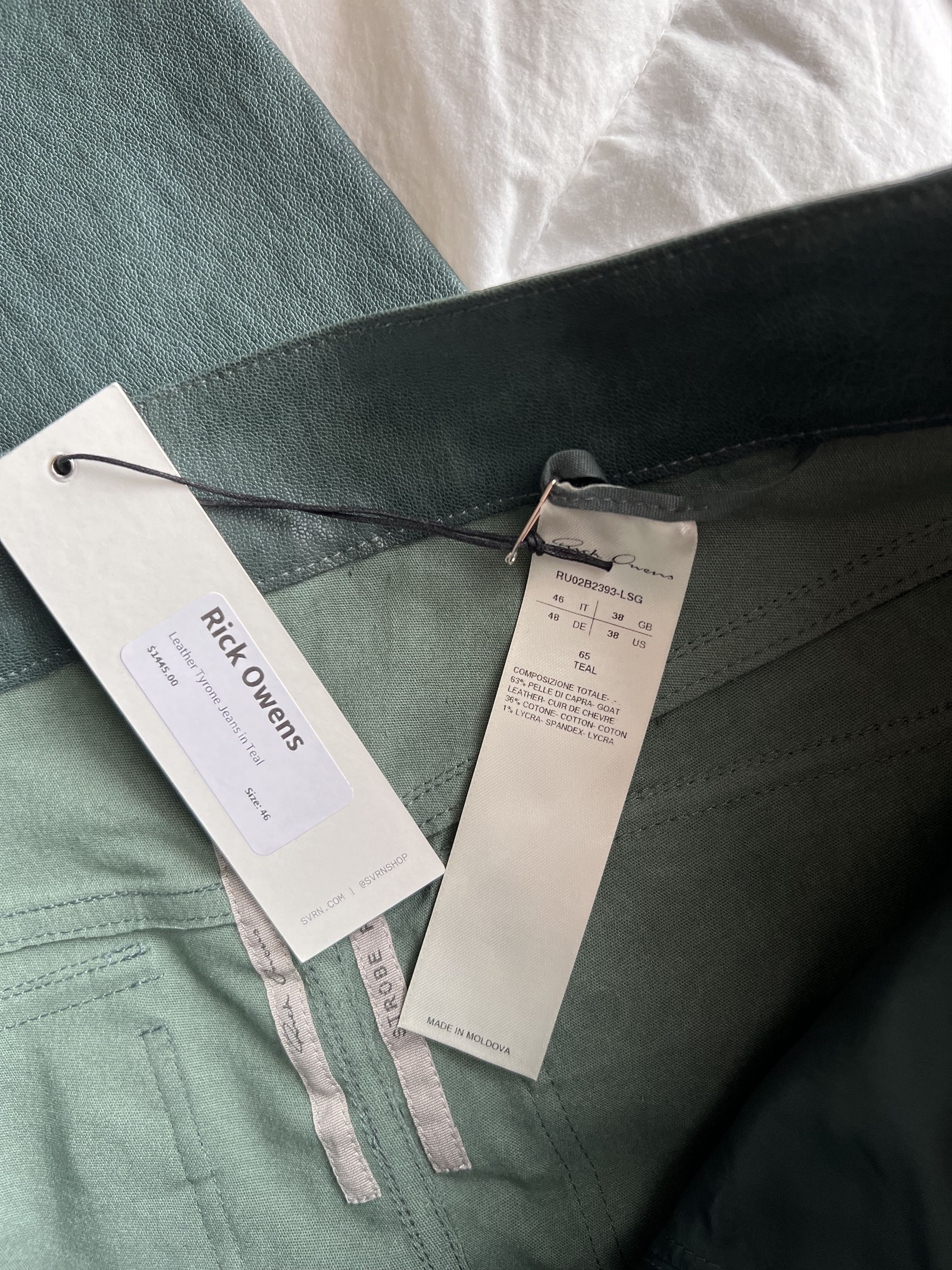 Rick Owens Rick Owens Strobe Leather Tyrone Pants in Teal Size US 30 / EU 46 - 10 Thumbnail