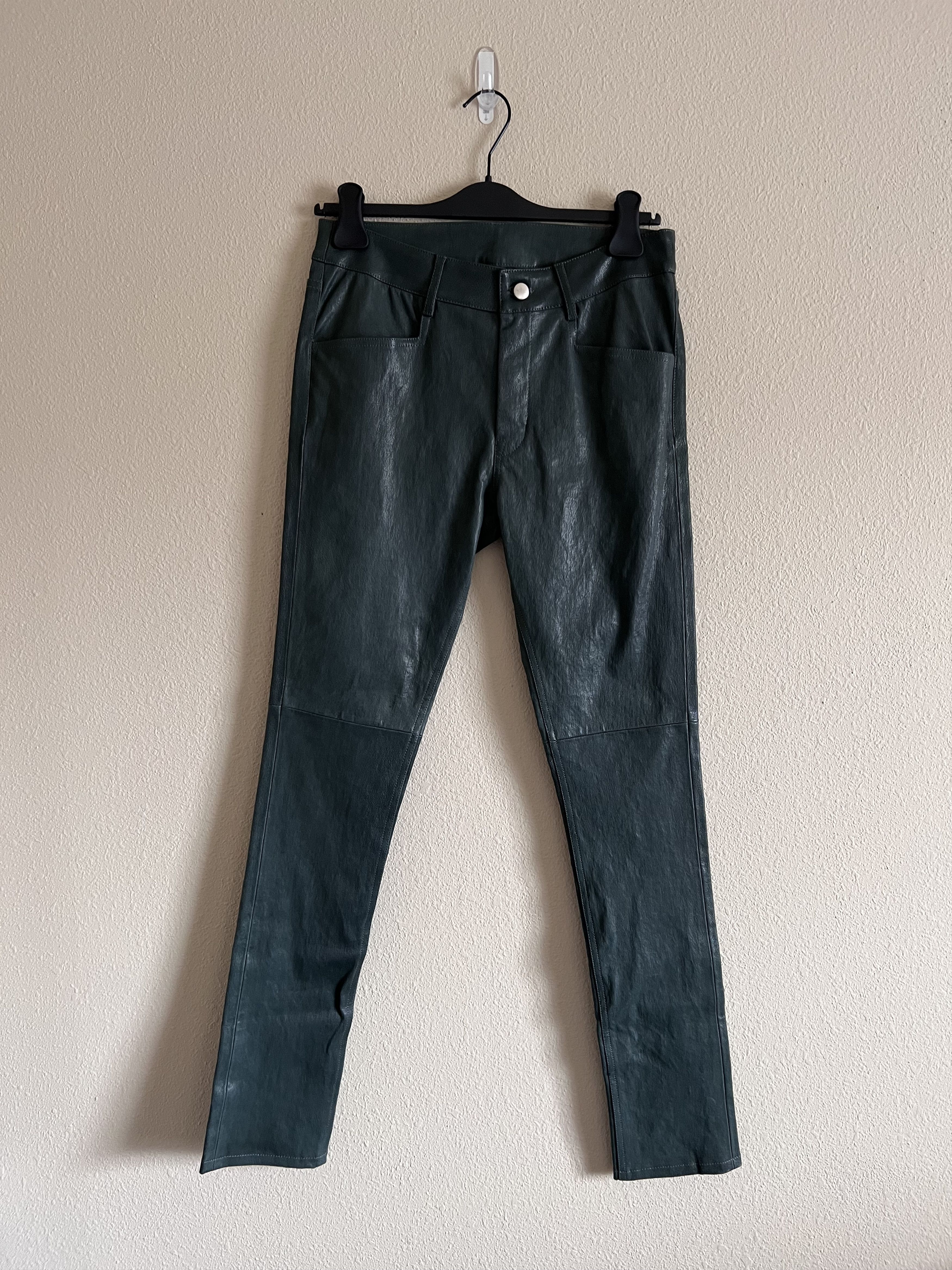 image of Rick Owens Strobe Leather Tyrone Pants In Teal, Men's (Size 30)