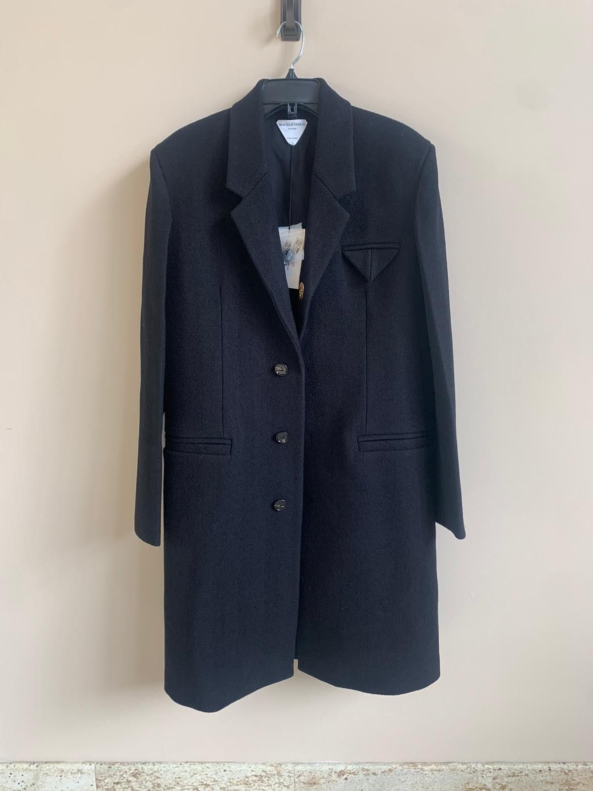 Bottega Veneta Coat in Boiled Herringbone Wool in Black Size US M / EU 48-50 / 2 - 1 Thumbnail