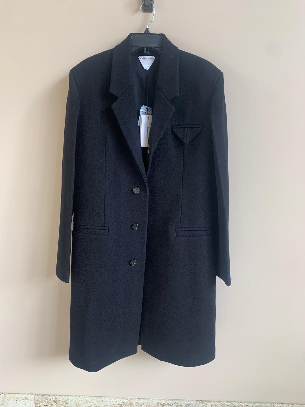 Bottega Veneta Coat in Boiled Herringbone Wool in Black Size US M / EU 48-50 / 2 - 3 Thumbnail