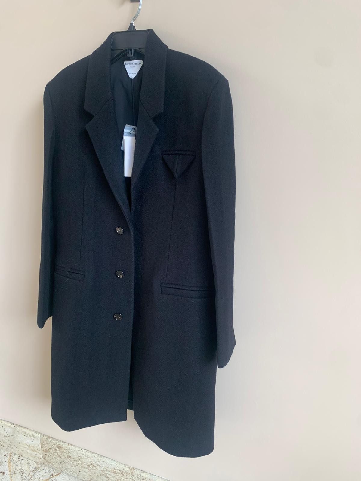 Bottega Veneta Coat in Boiled Herringbone Wool in Black Size US M / EU 48-50 / 2 - 5 Thumbnail