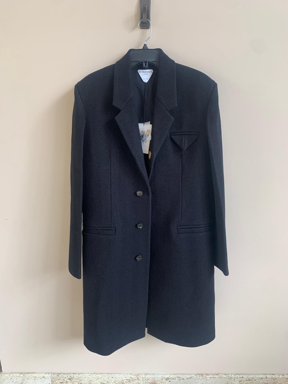 Bottega Veneta Coat in Boiled Herringbone Wool in Black Size US M / EU 48-50 / 2 - 11 Thumbnail