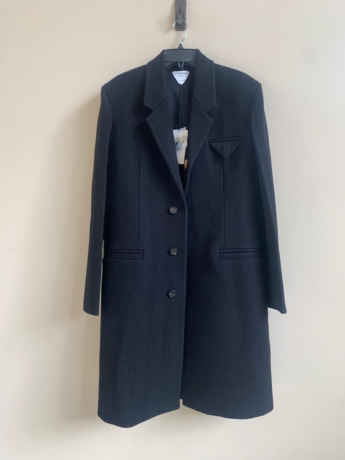 Bottega Veneta Coat in Boiled Herringbone Wool in Black Size US M / EU 48-50 / 2 - 14 Thumbnail