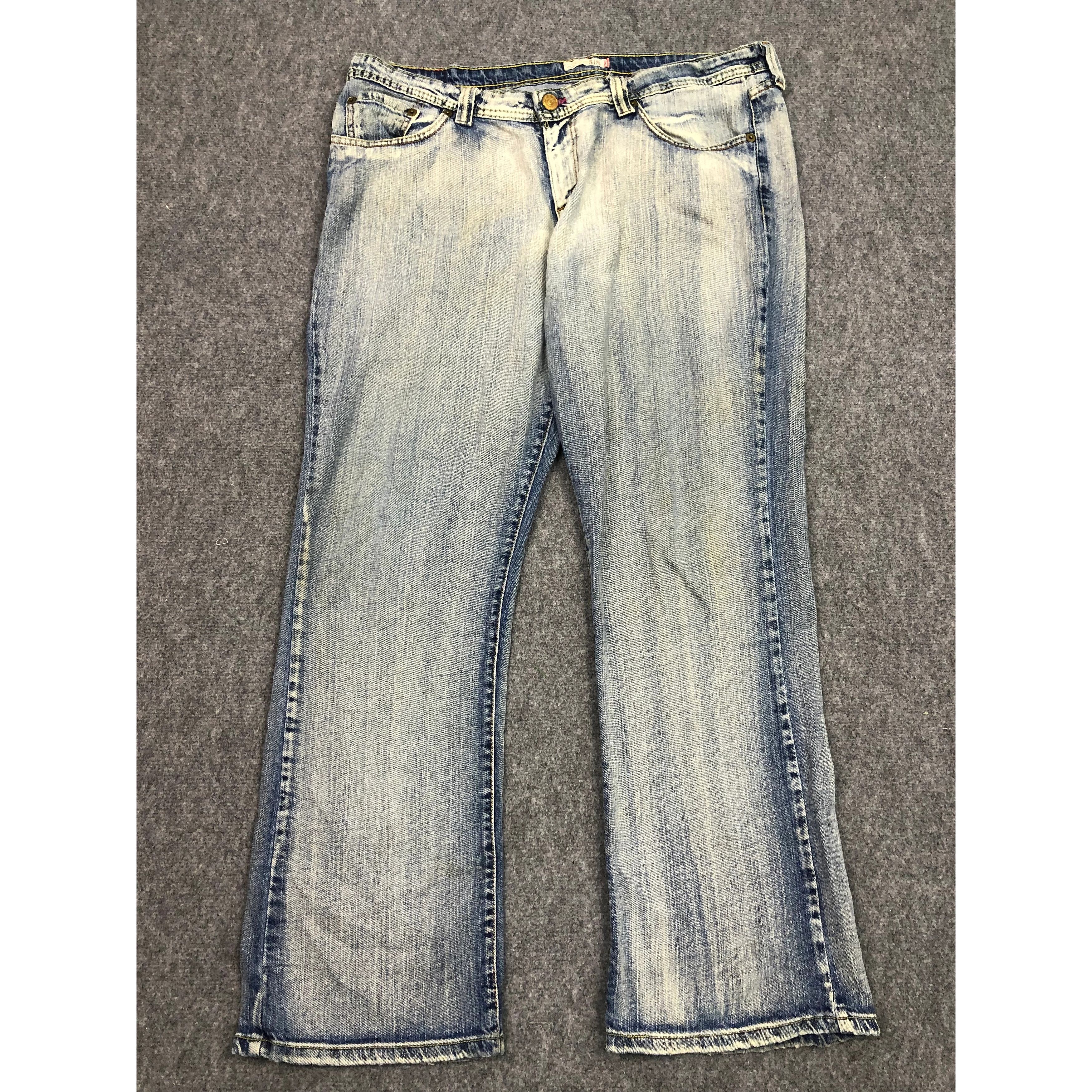image of Sun Faded Levis 518 Jeans Bootcut Flared in Light Blue Jeans, Men's (Size 42)
