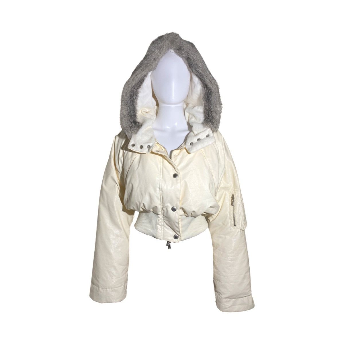 Dolce & Gabbana × Vintage Dolce and Gabbana 2003 F/W Shiny Ivory Cropped Puffer Jacket Size M / US 6-8 / IT 42-44 - 1 Thumbnail