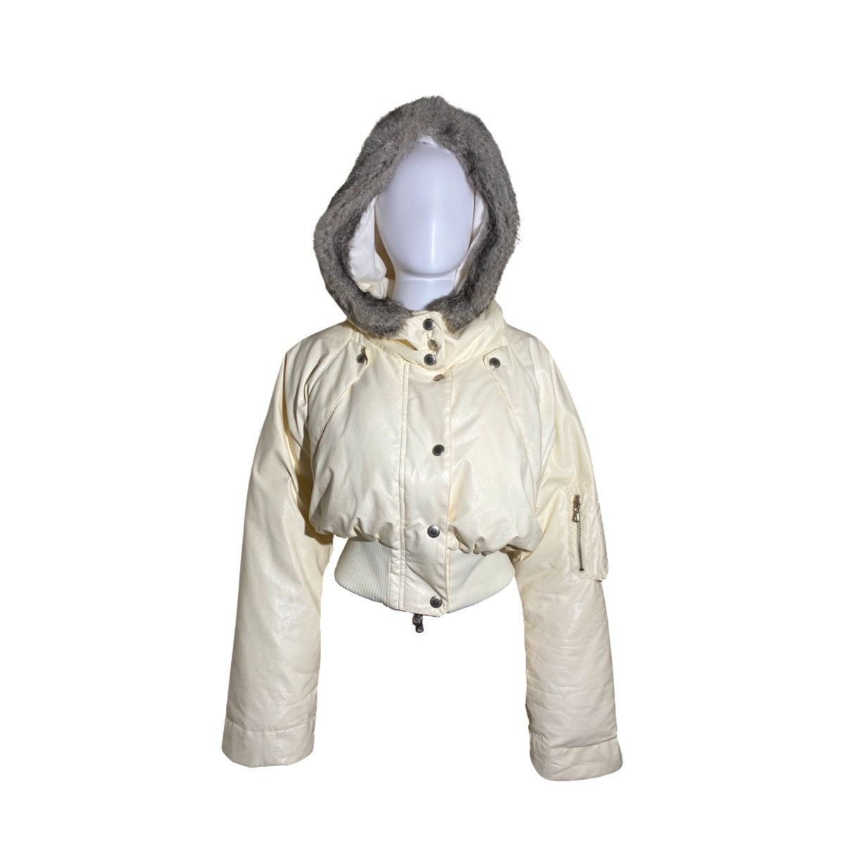 Dolce & Gabbana × Vintage Dolce and Gabbana 2003 F/W Shiny Ivory Cropped Puffer Jacket Size M / US 6-8 / IT 42-44 - 3 Thumbnail