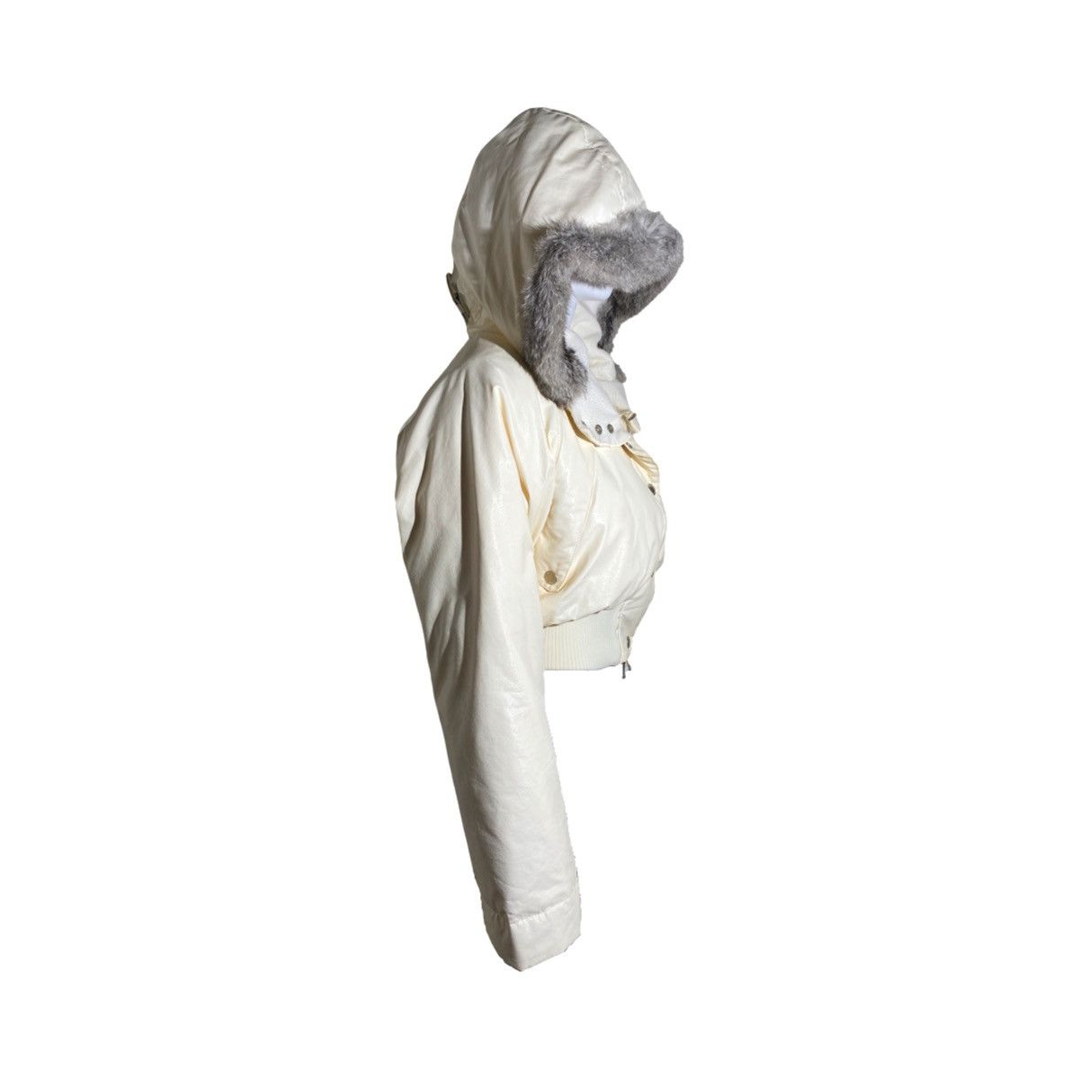 Dolce & Gabbana × Vintage Dolce and Gabbana 2003 F/W Shiny Ivory Cropped Puffer Jacket Size M / US 6-8 / IT 42-44 - 4 Thumbnail