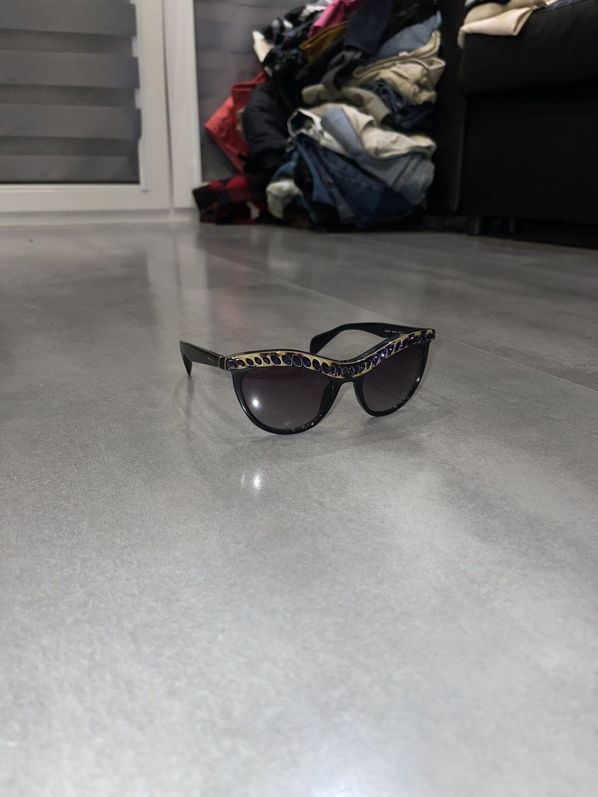 Prada Prada SPR04P MA5-5F1 Black Crystal Sunglasses Size ONE SIZE - 4 Thumbnail
