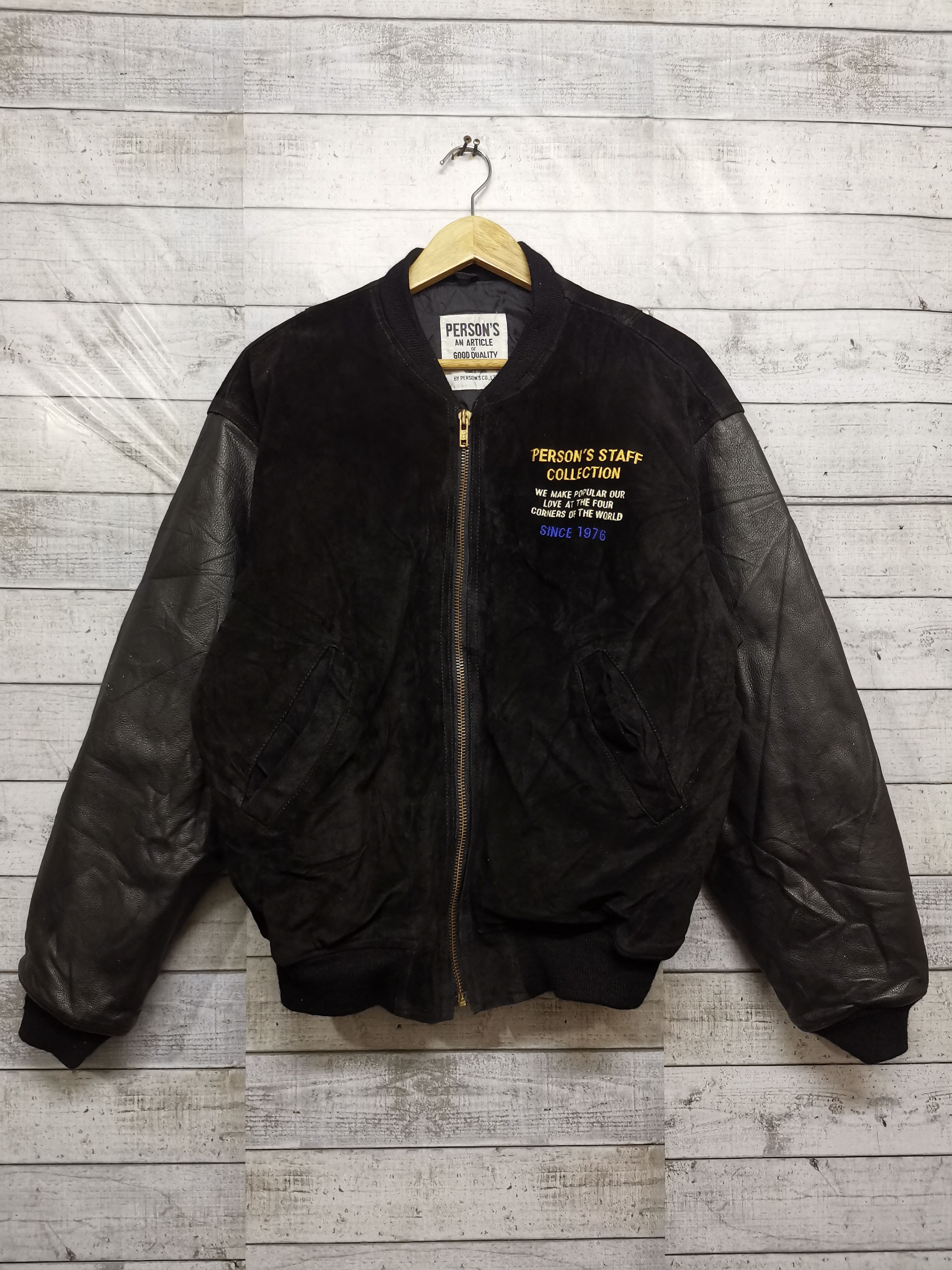 image of Persons x Varsity Jacket Vintage Designer Person Quilted Wool Varsity Jacket in Black (Size Medium)
