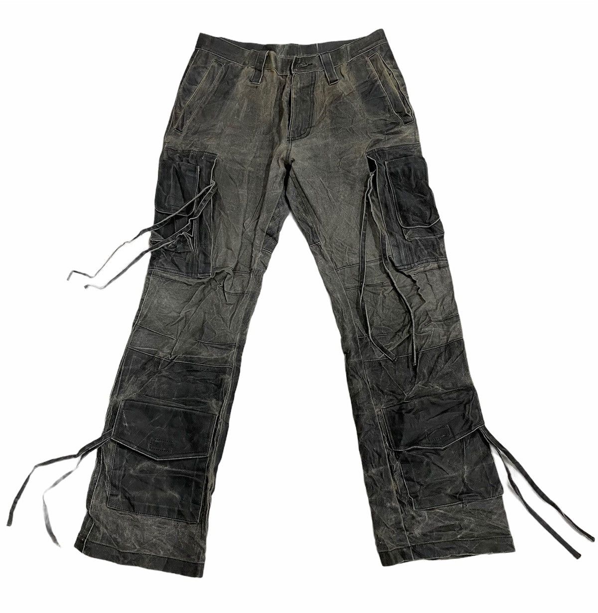 image of Gaultier Homme Objet x Jean Paul Gaultier Tactical Bondage Cargo Pants in Silver/Grey (Size 30)