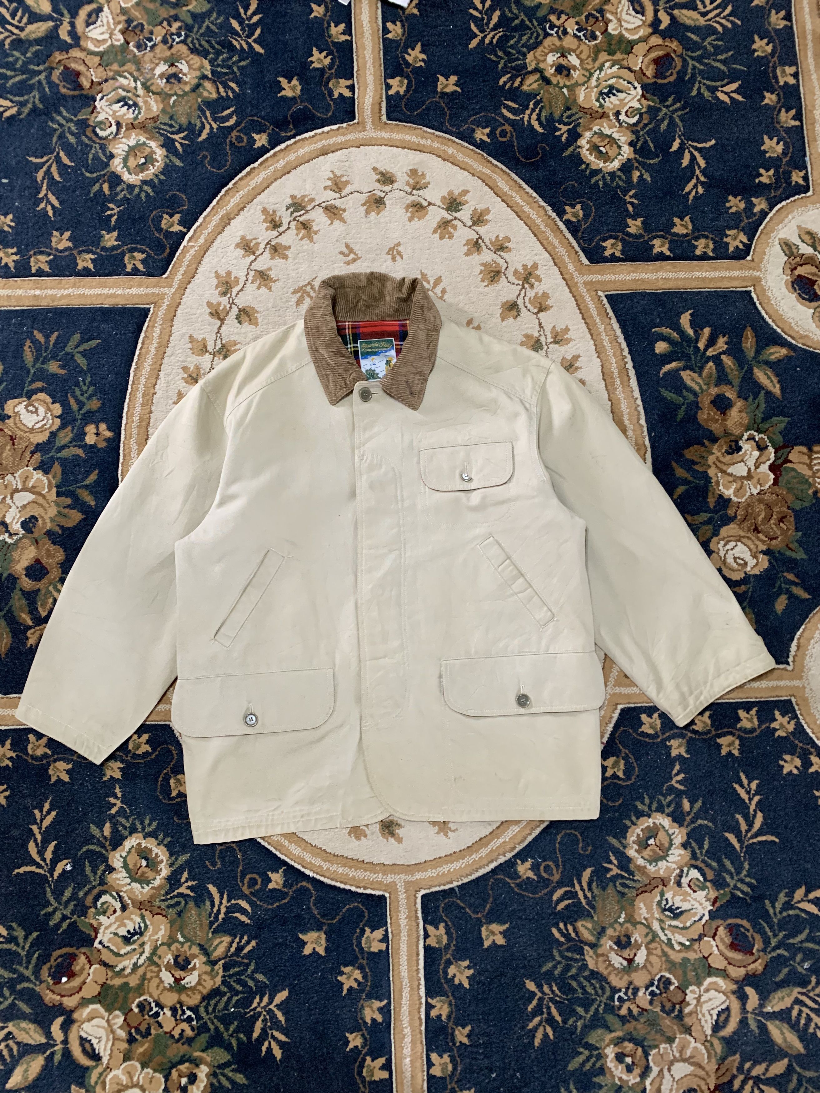image of Vintage Color Velvet Denim Jacket in Tan, Men's (Size Medium)