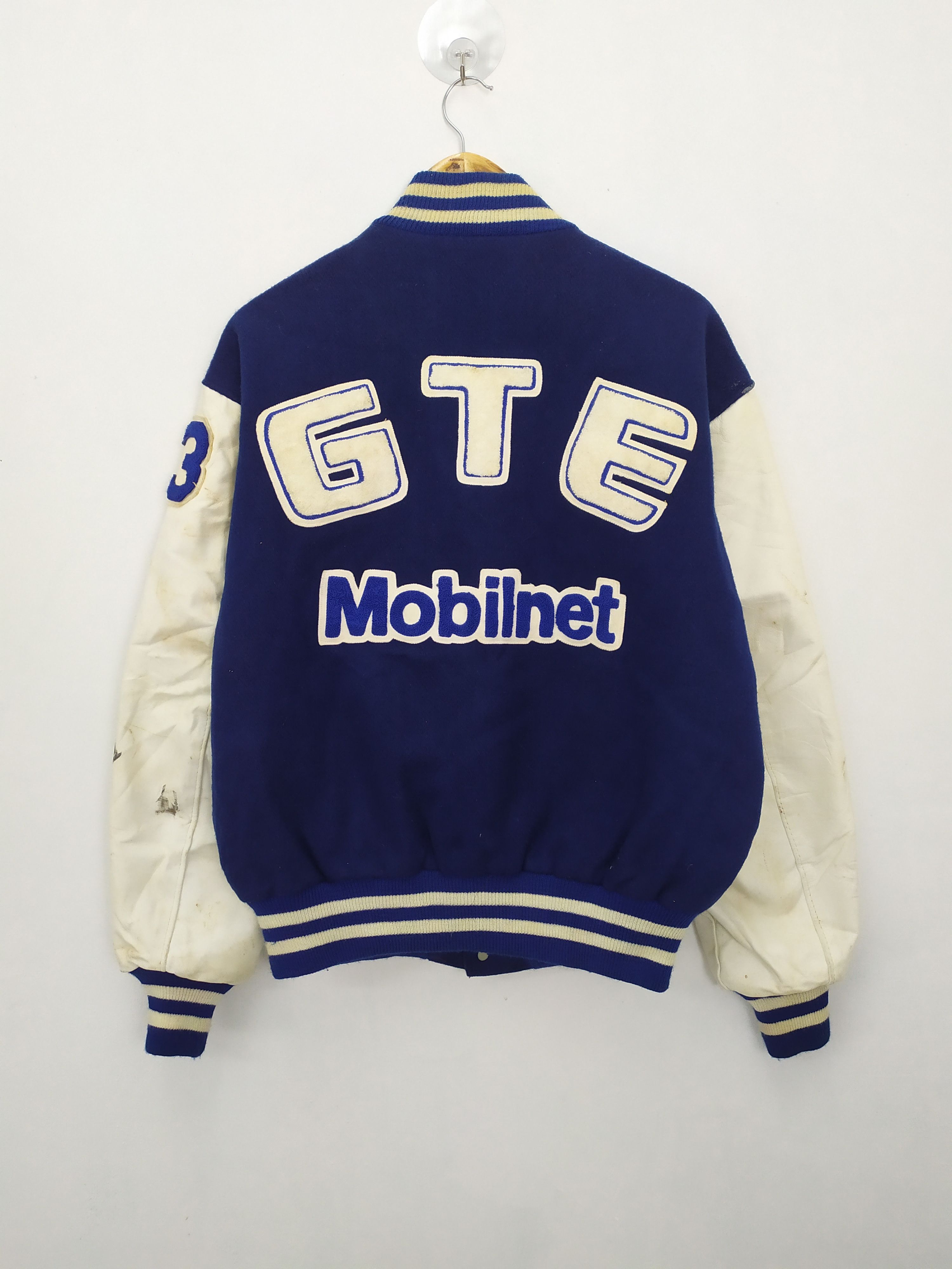 DELONG GTE MOBILENET WOOL VARSITY JACKET LEATHER SLEEVE