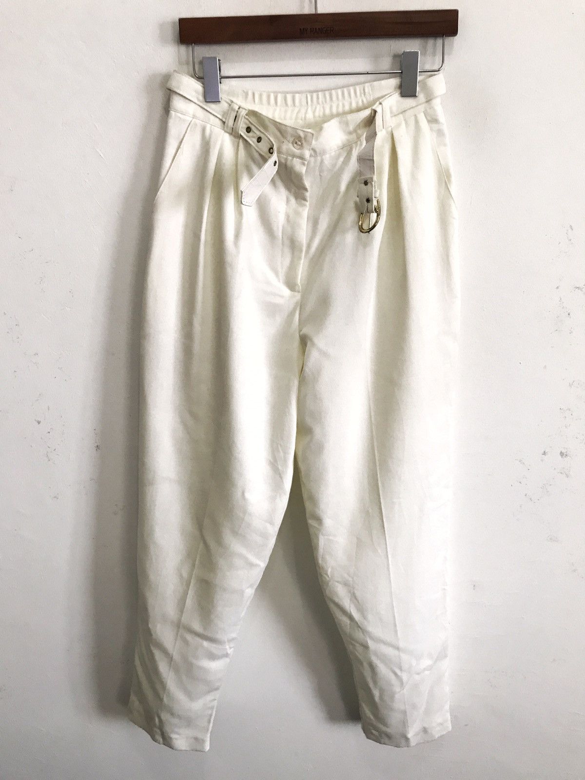 Designer × Vintage Designer BENTLEY High Waist Gabardine White Pants Size US 29 - 1 Thumbnail