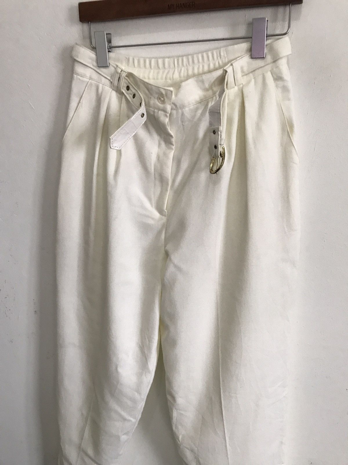 Designer × Vintage Designer BENTLEY High Waist Gabardine White Pants Size US 29 - 2 Thumbnail