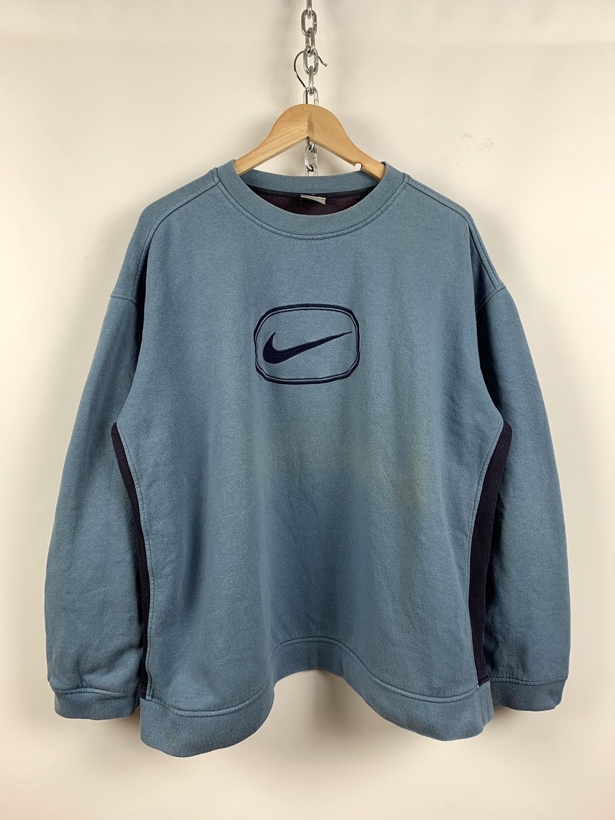 Nike Vintage Nike Center Swoosh Blue Sweatshirt Travis Style Size US XL / EU 56 / 4 - 1 Thumbnail